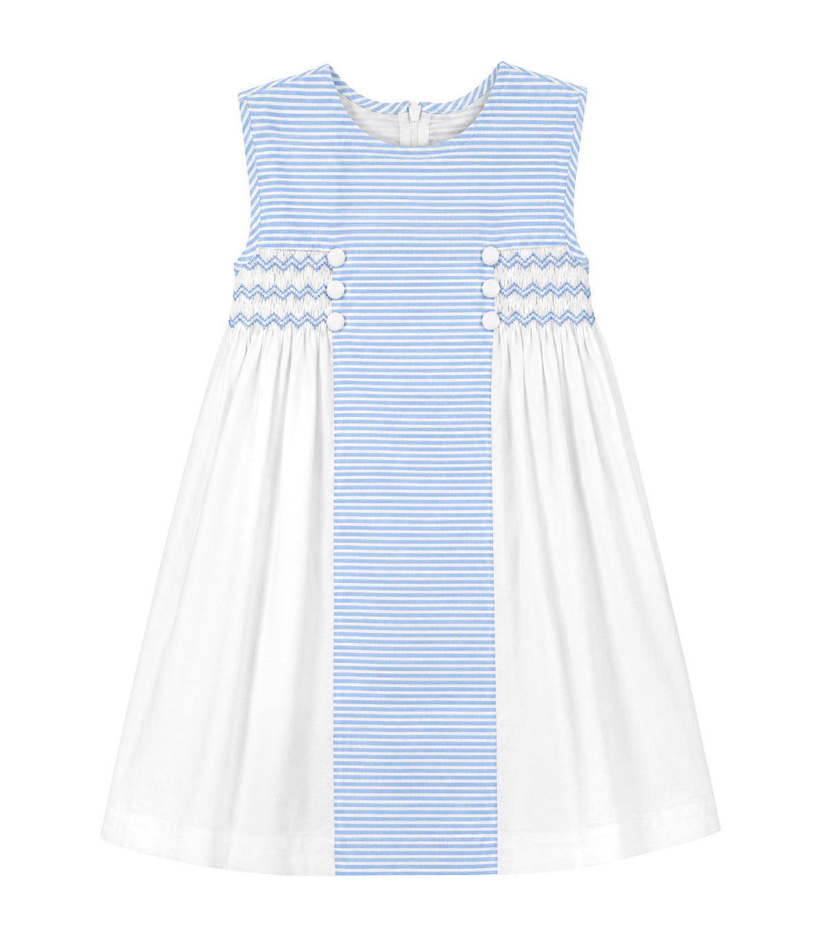 Orania Girls Striped Smocked Dress Light Blue