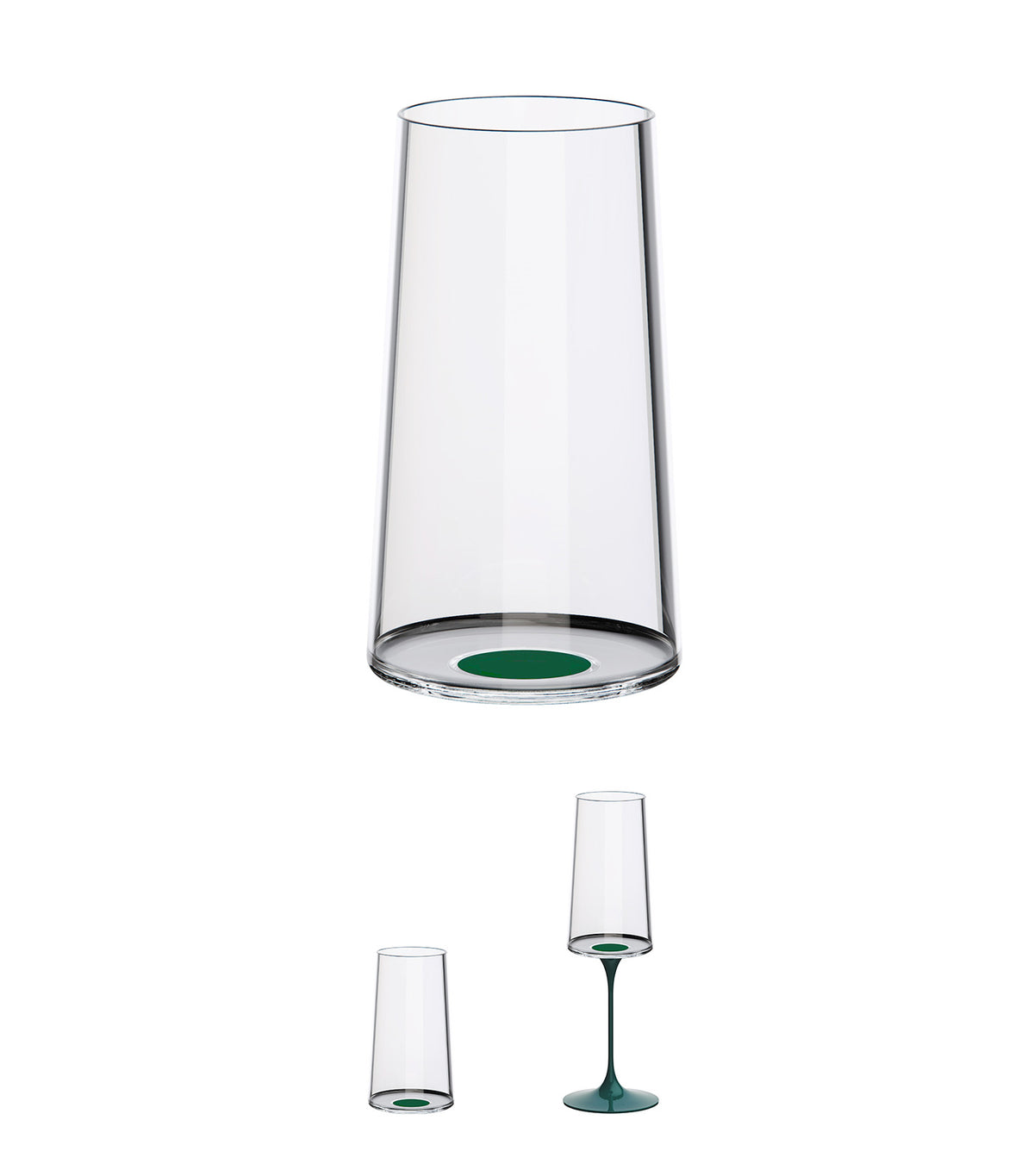 SplitGlass - Highball Glass - Flute - Set of 2 Glasses Green