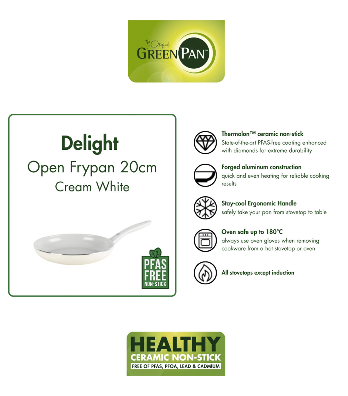 Delight Open Frypan Cream White