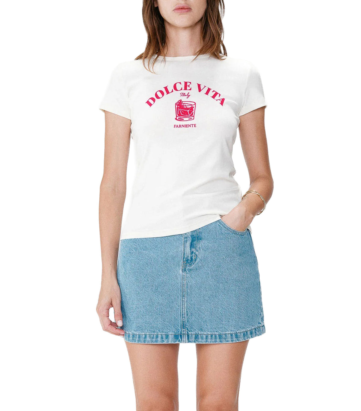 Wrenley Fitted Slogan T-Shirt Fuchsia