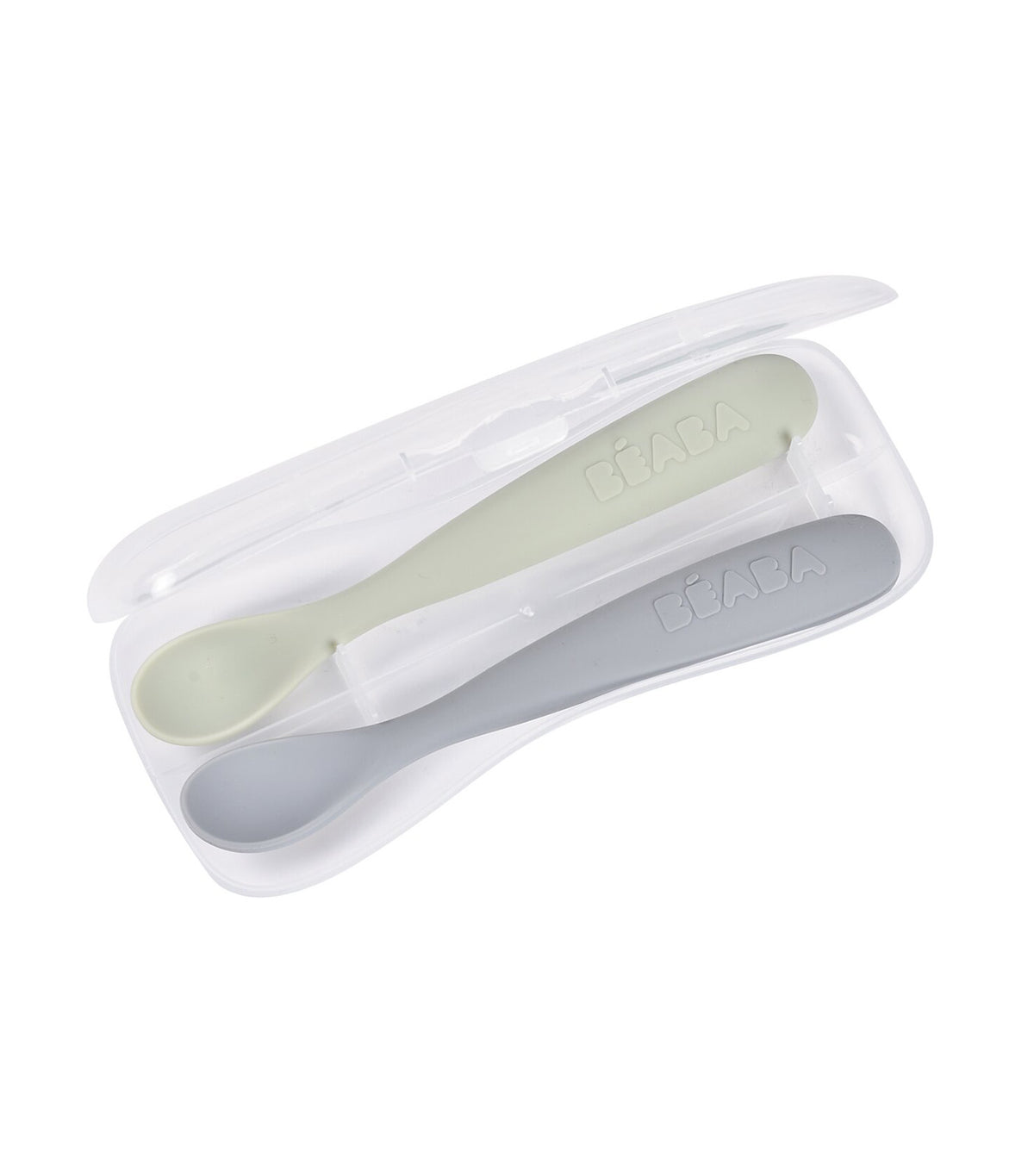 Set of 2 1st-Age Silicone Spoons Pebble/Green