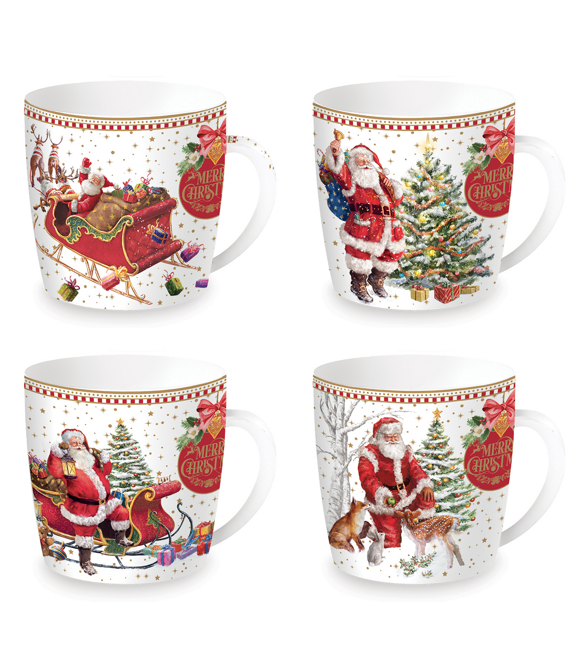 Christmas Memories Porcelain Mugs in Tin Box