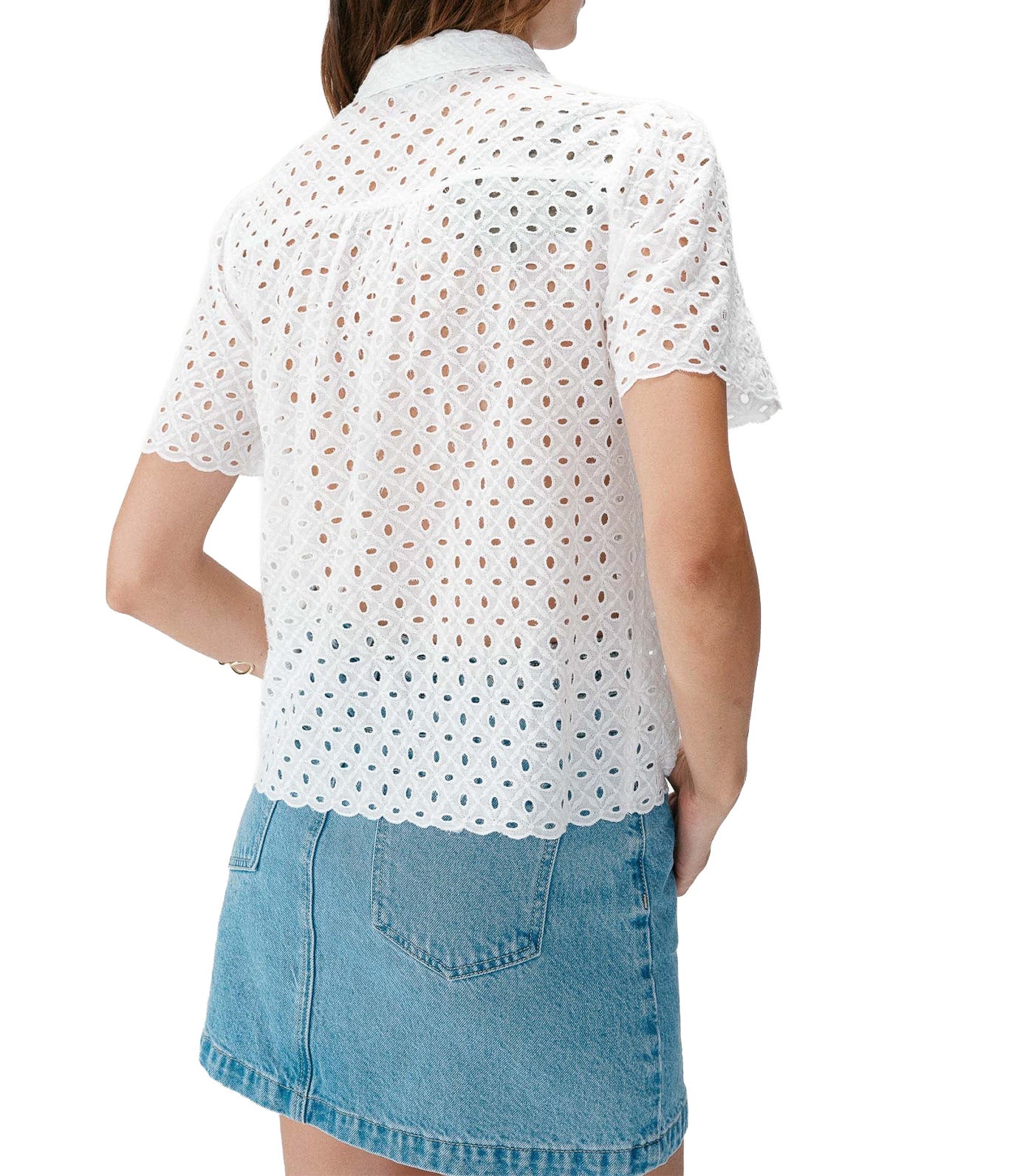 Waverine Lace Shirt with Short Sleeves White