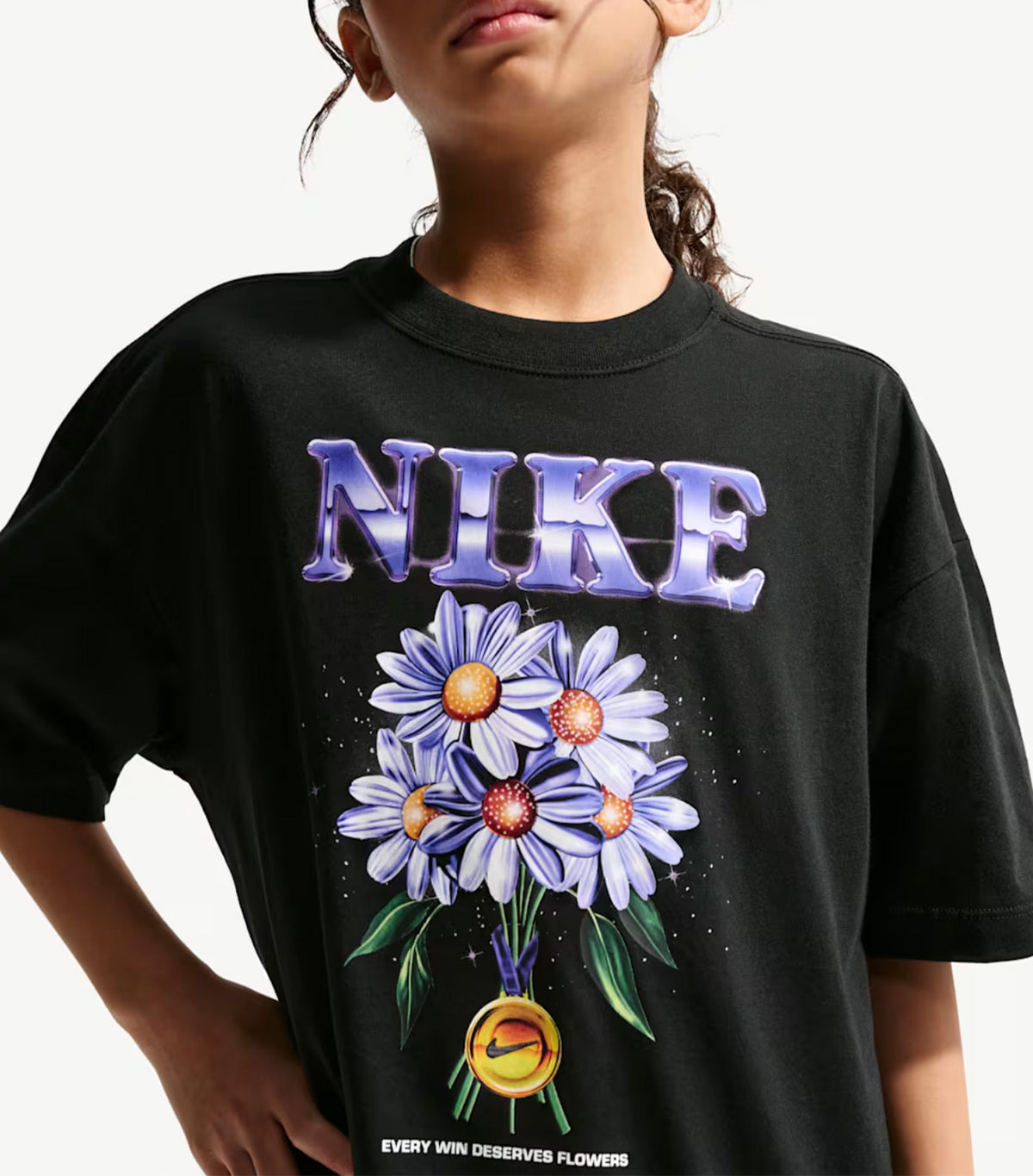 Sportswear Older Kids' Girls' Oversized T-Shirt Black