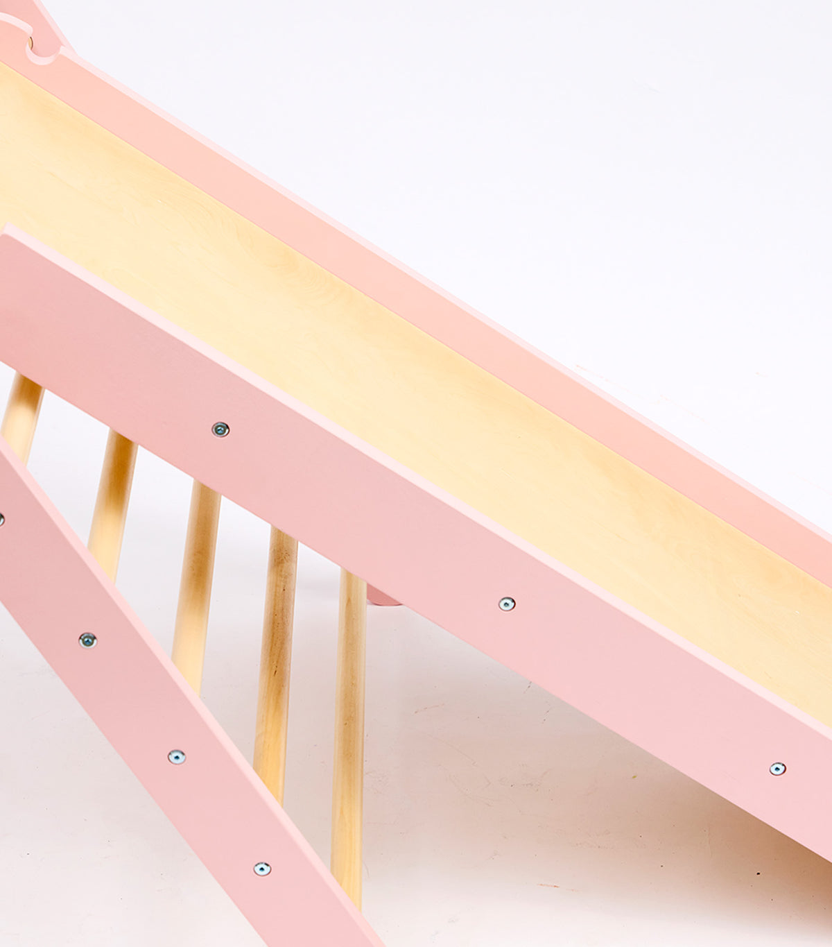 Pikler Triangle with Slide and Climb Board Pink