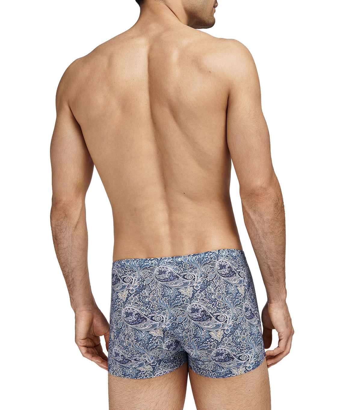 U-Shape Printed Self-Fabric Waistband Trunk Blue Printed