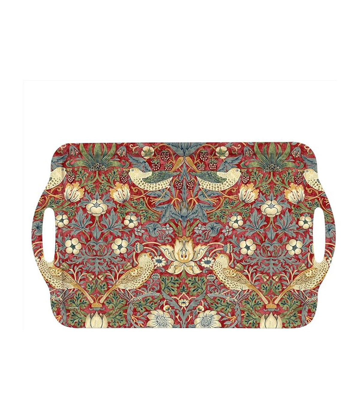 Morris & Co. Strawberry Thief Large Handled Tray Red