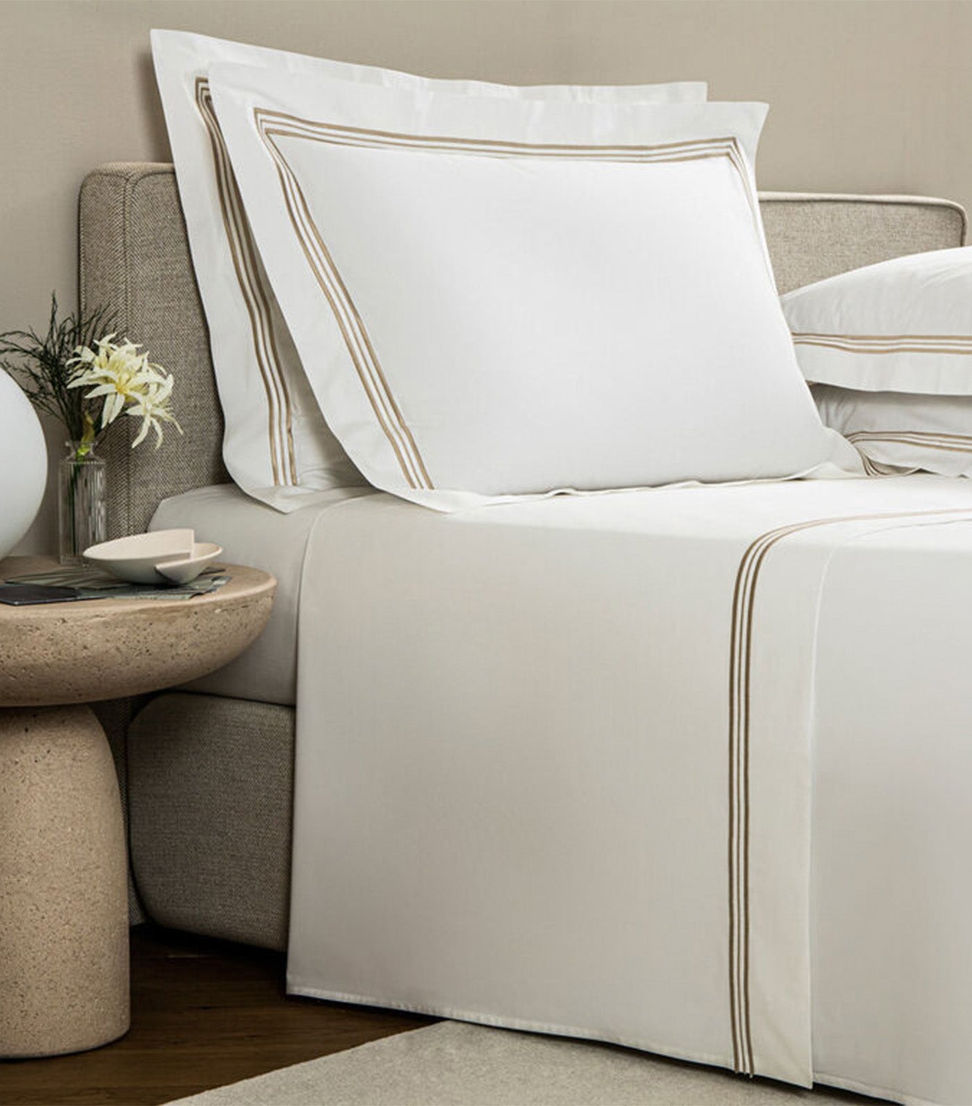Triplo Bourdon Duvet Cover White/Savage Beige