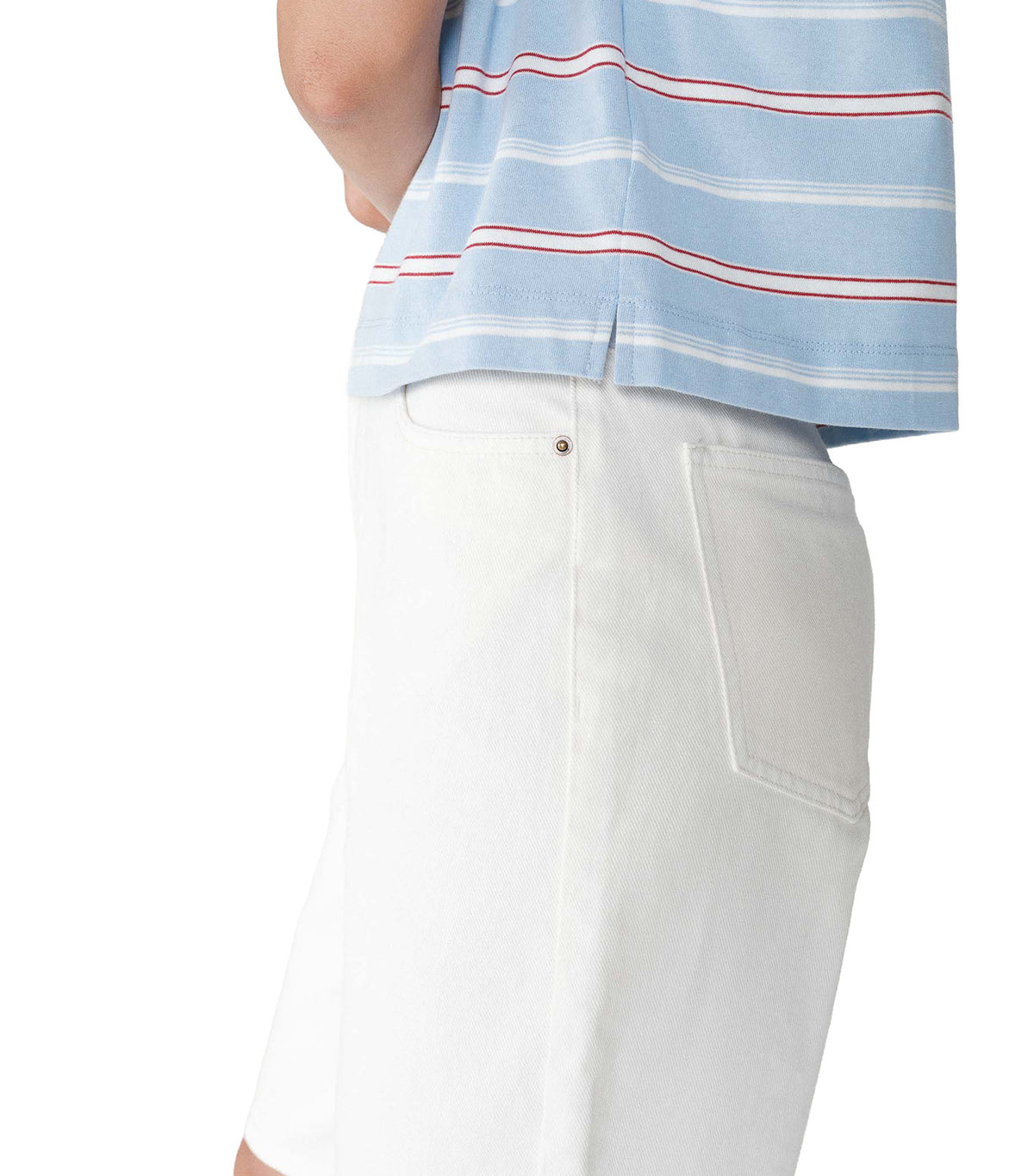 Welson Oversized Striped Cotton T-Shirt with Short Sleeves Sky Blue