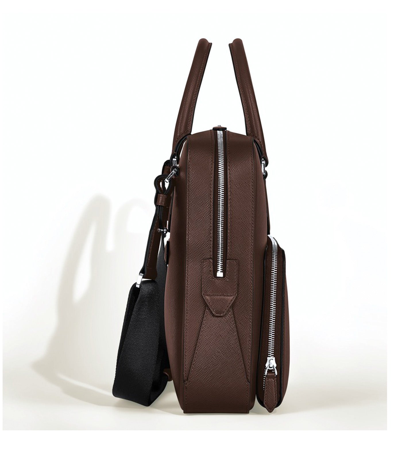 Medium Briefcase with Pocket in Sartorial Leather Brown