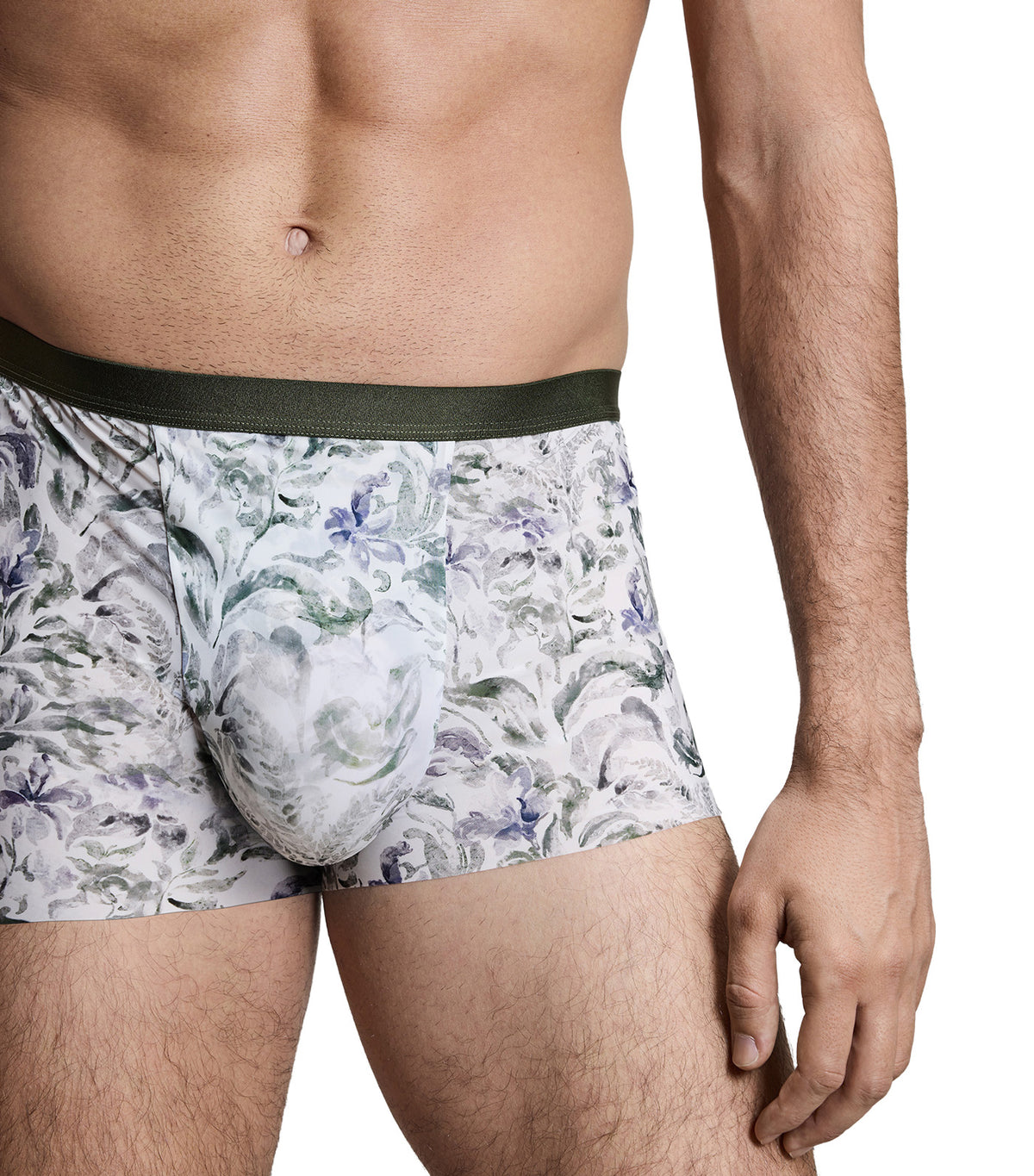U-Shape Printed Elastic-Waistband Trunk Light Green