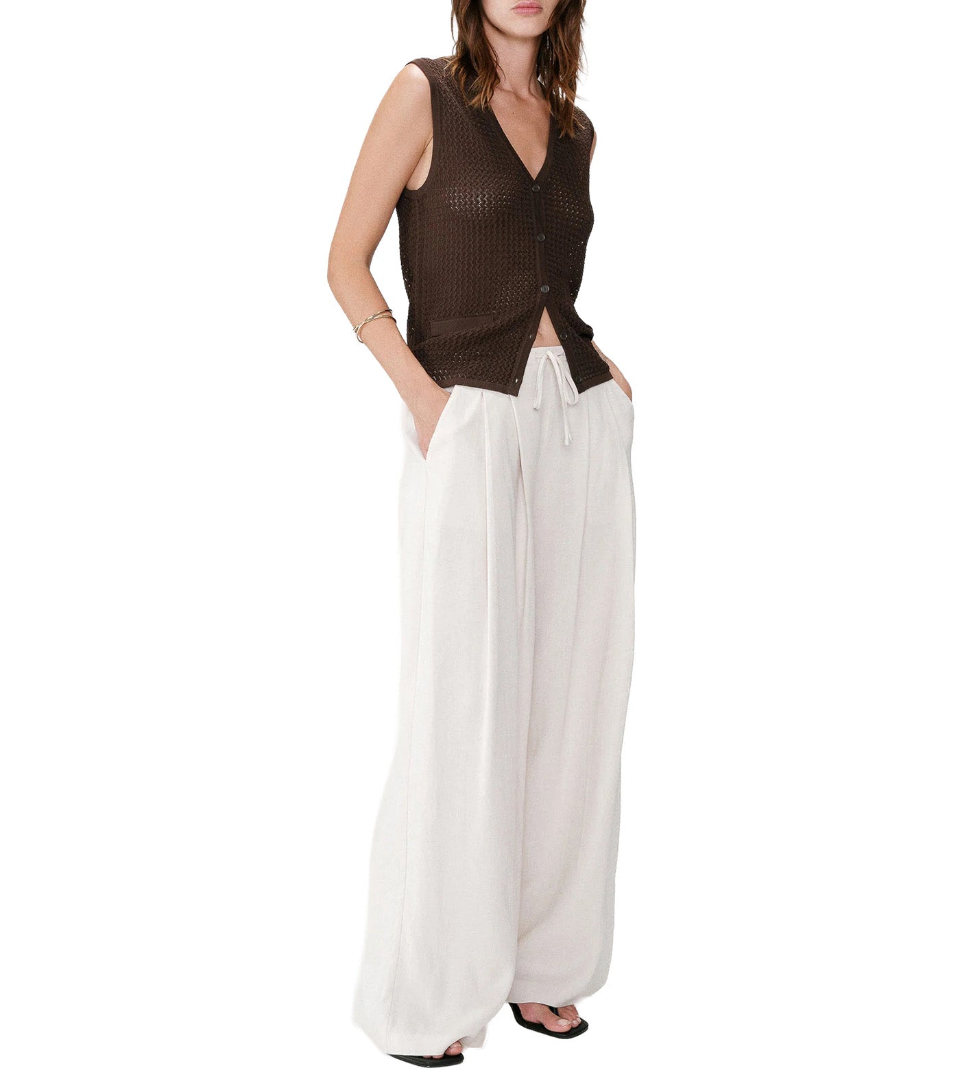 Wally Fluid Linen Tailored Trousers Sable