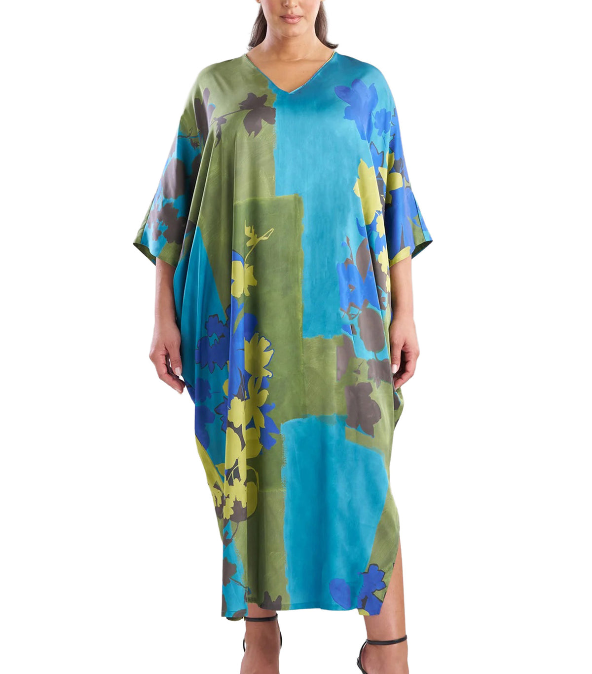 Coromandel Printed Stretch Satin Wedge Caftan Vivtl