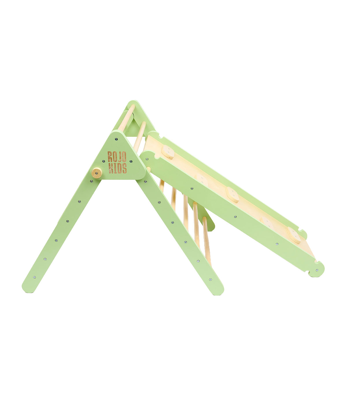 Pikler Triangle with Slide and Climb Board Pistachio
