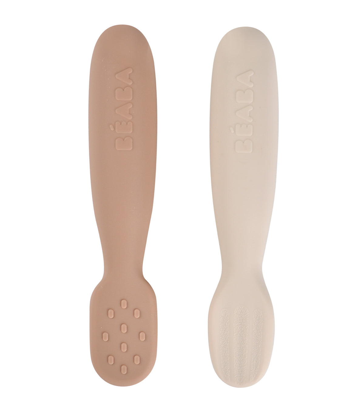 Set of 2 Silicone Pre-Spoons Praline/Clay