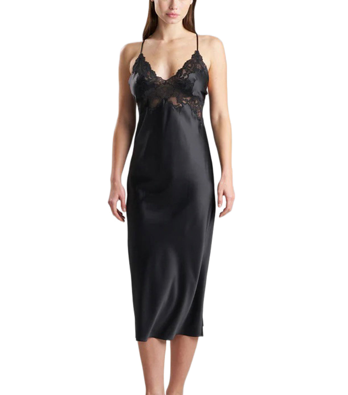 Peony Glamour Slip Dress Black