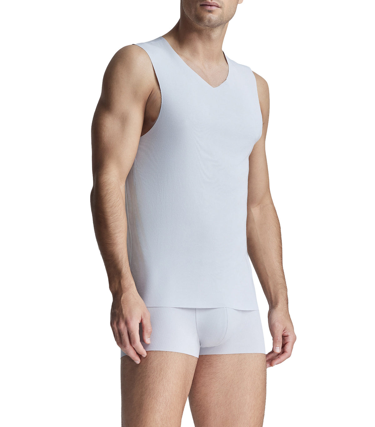 Seamless Wide Shoulder Tank Top Light Gray