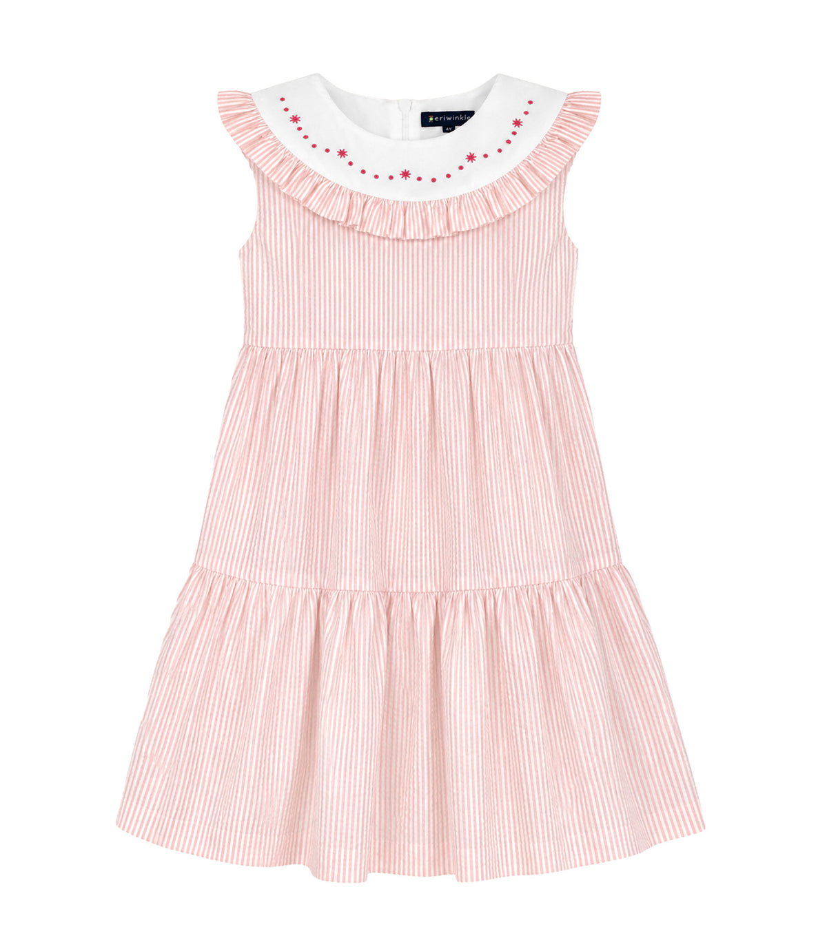 Odelie Girls Striped Tiered Dress Pink