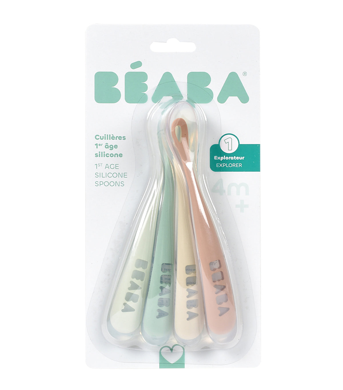 4-Piece 1st-Age Silicone Spoons Transparent/Natural
