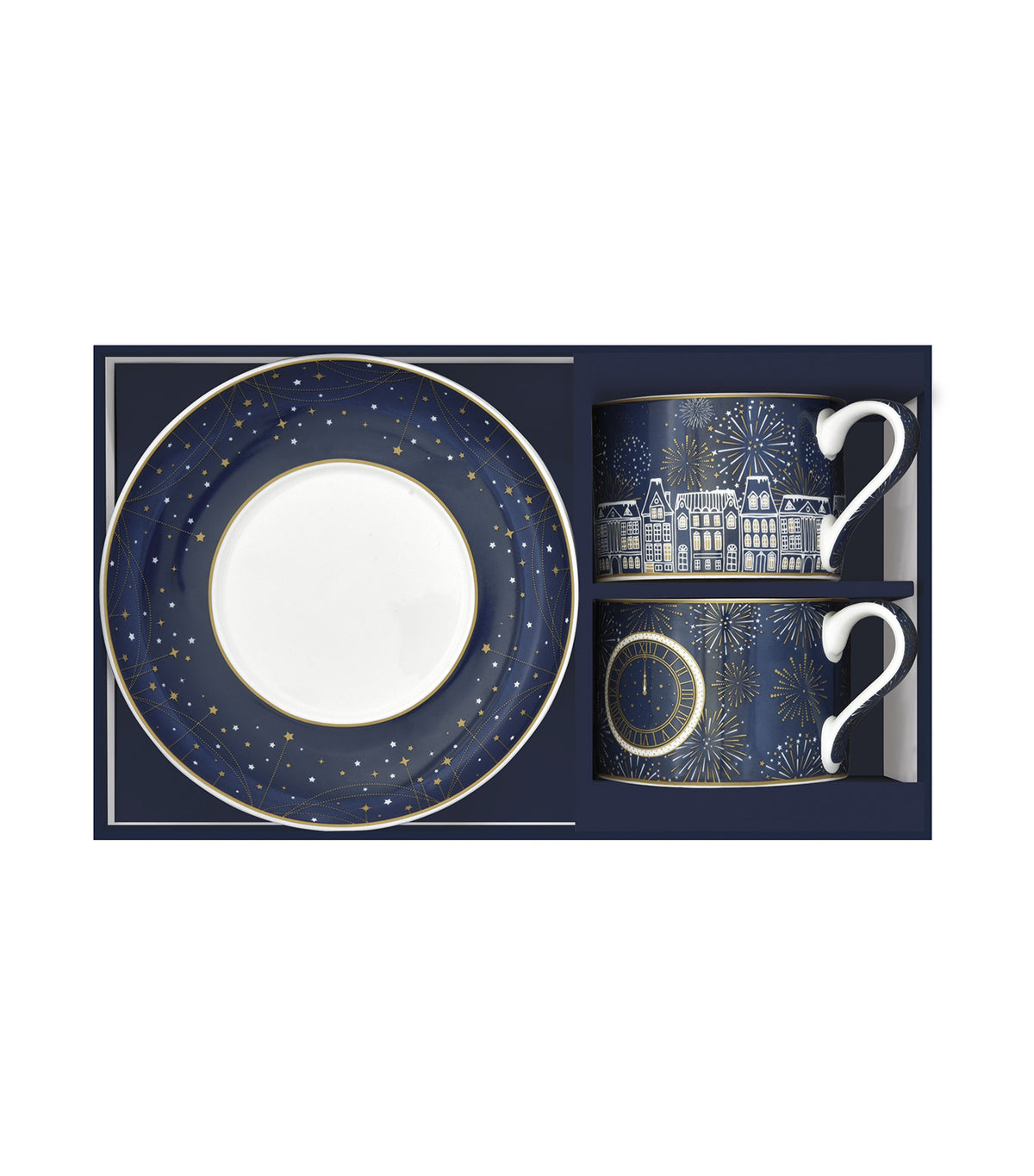 Midnight Set 2 Porcelain Cups and Saucers