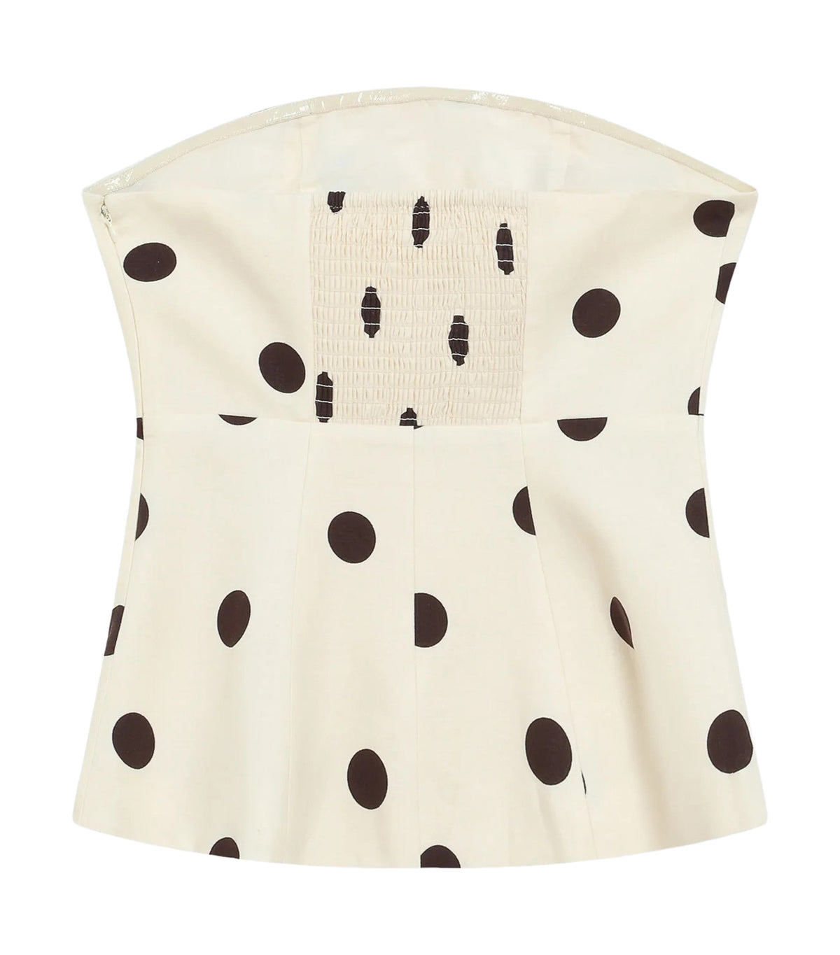 Wixie Polka-Dot Peplum Bustier Ecru