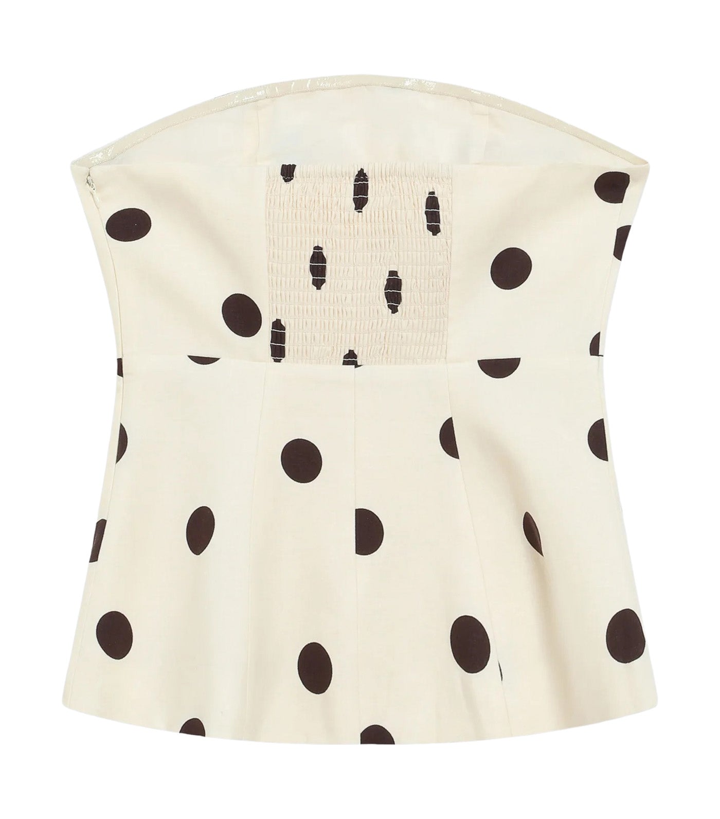 Wixie Polka-Dot Peplum Bustier Ecru