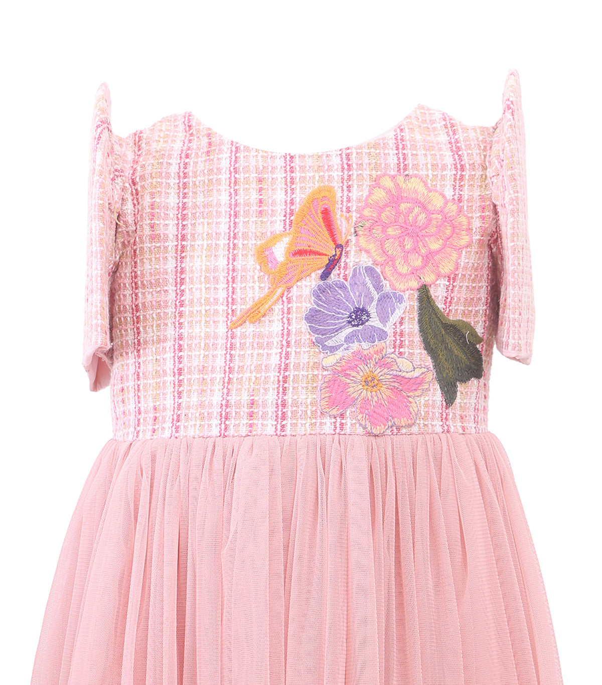 Tweed Filipiñana Dress with Detachable Sleeves Pink