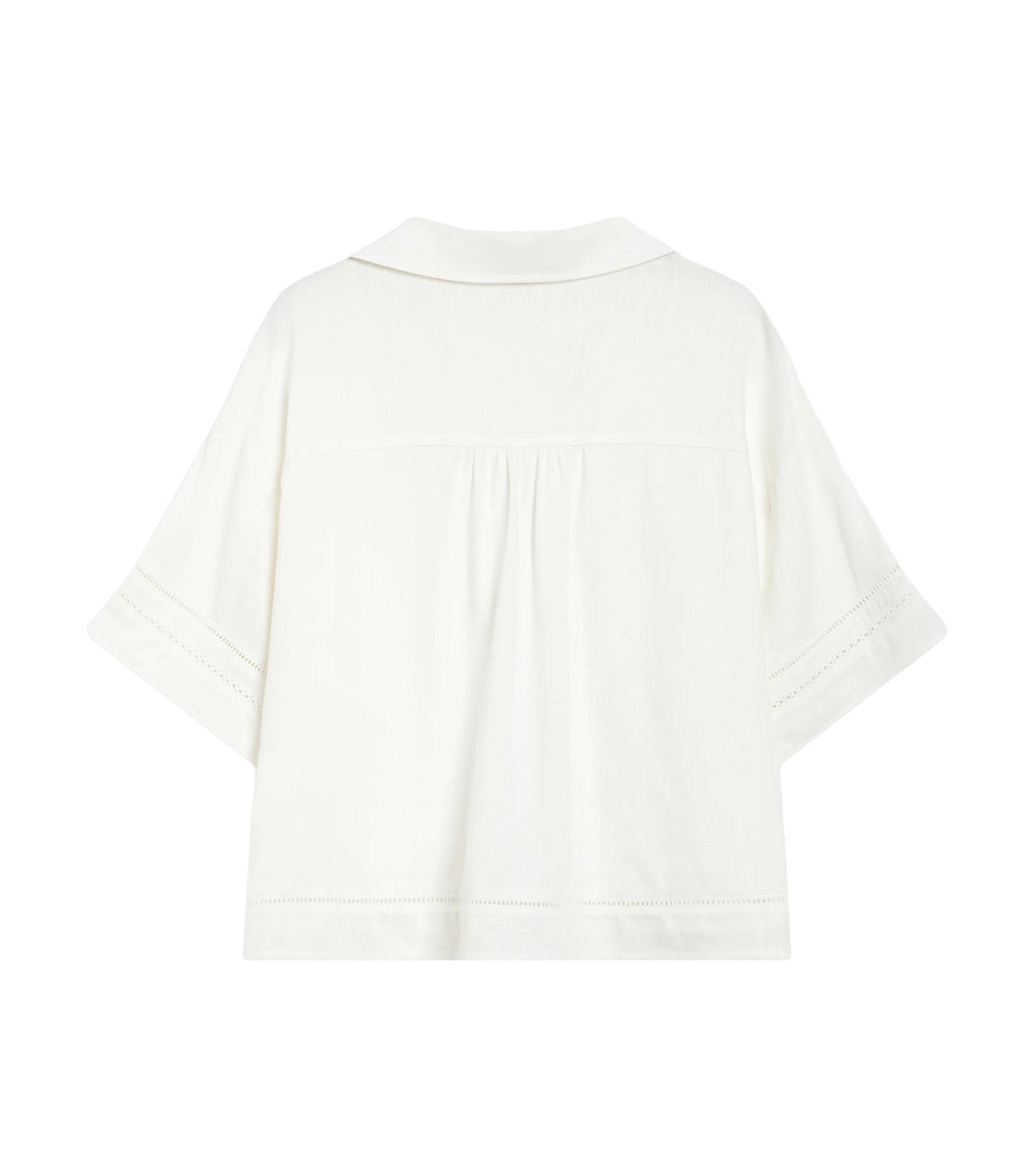 Winka Loose Lace Shirt with Short Sleeves White