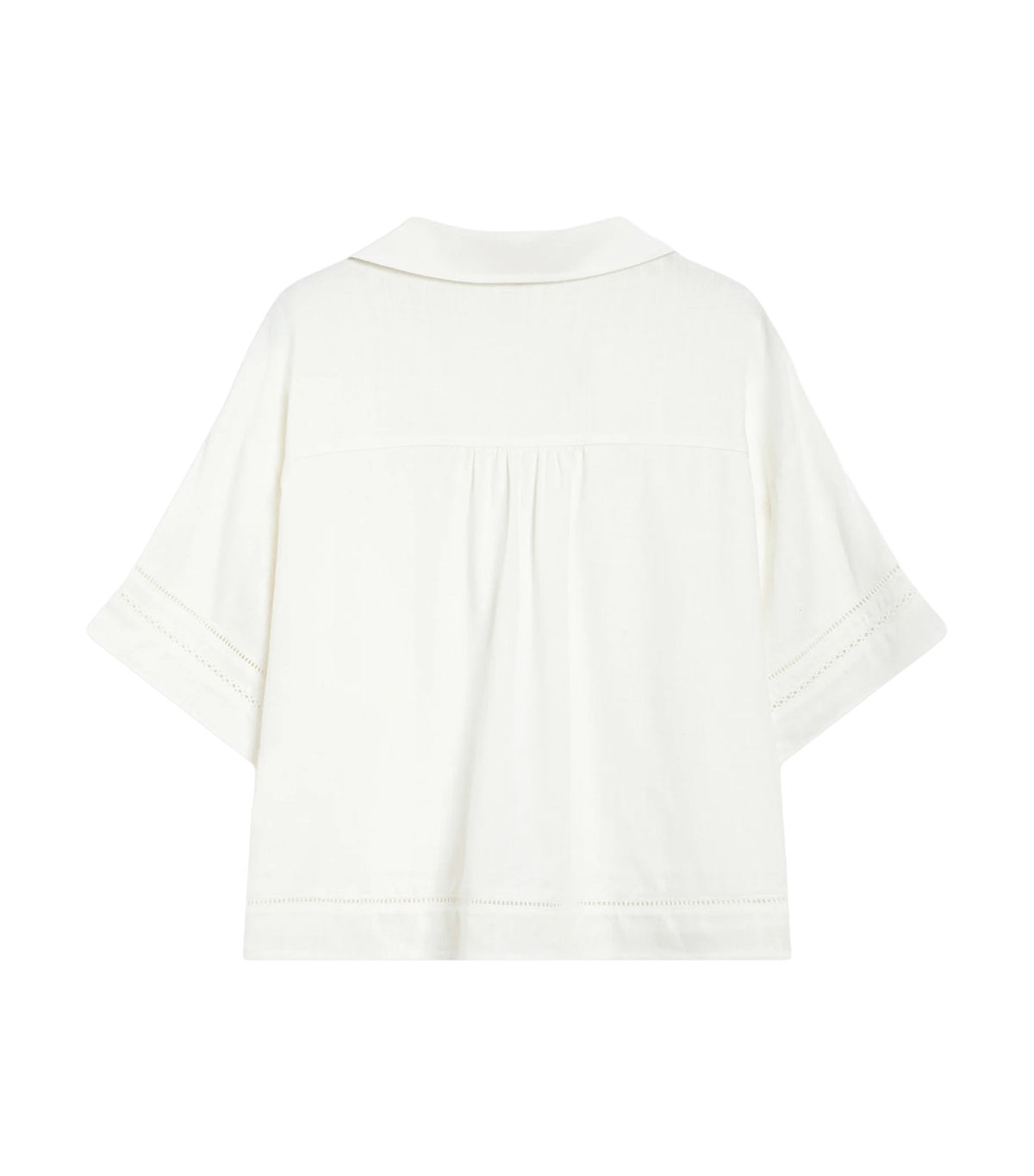 Winka Loose Lace Shirt with Short Sleeves White