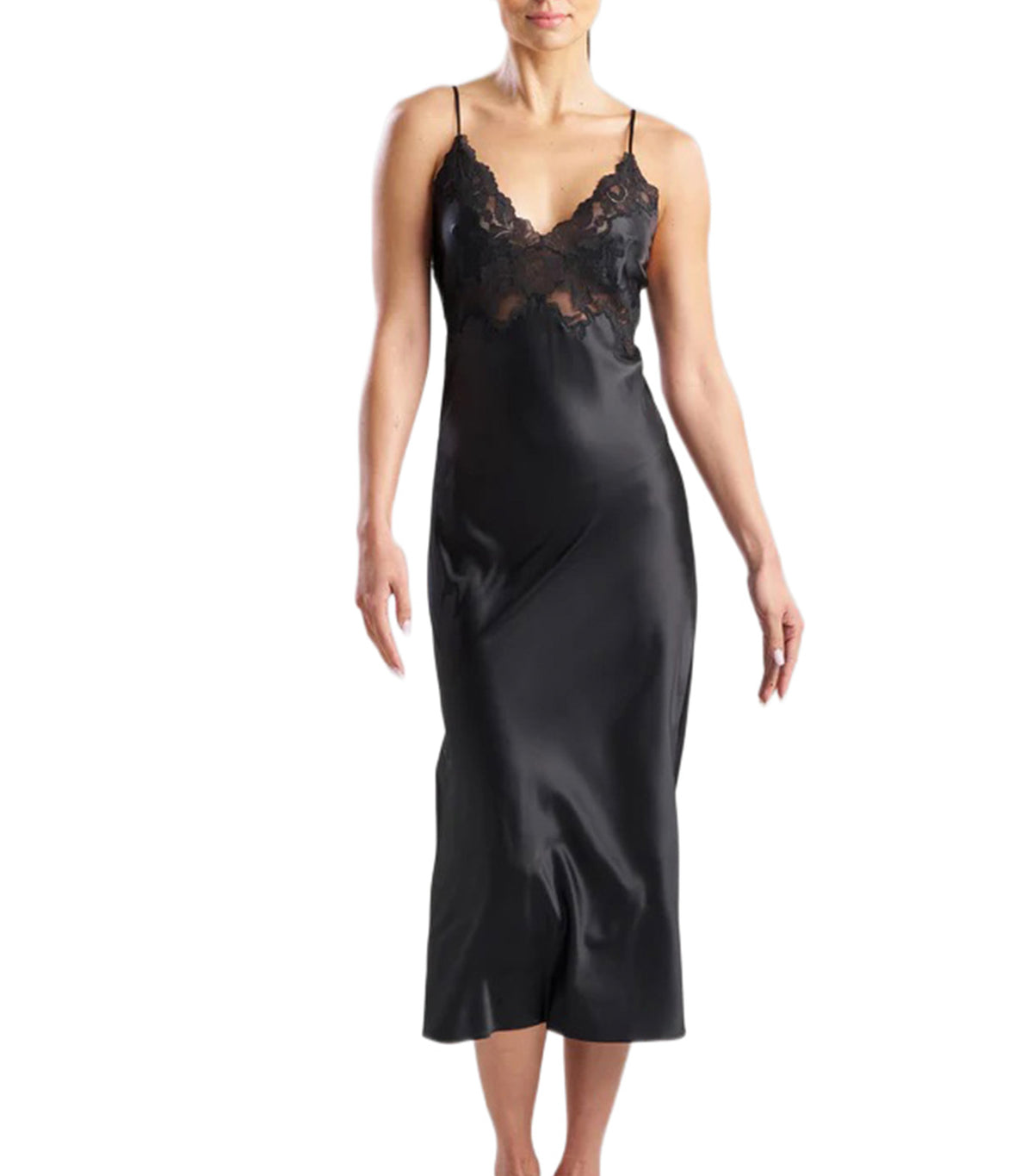 Peony Glamour Slip Dress Black
