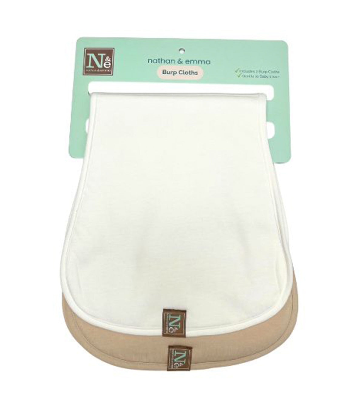 Burp Cloth Cotton/Fleece Bib White/Beige