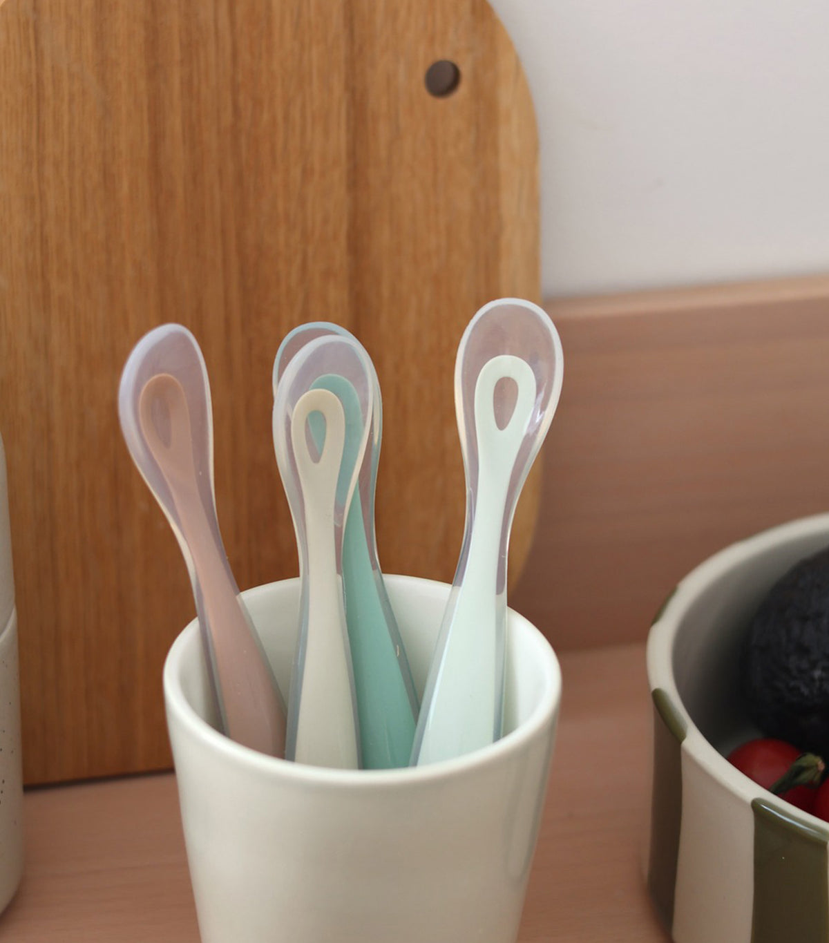 4-Piece 1st-Age Silicone Spoons Transparent/Natural