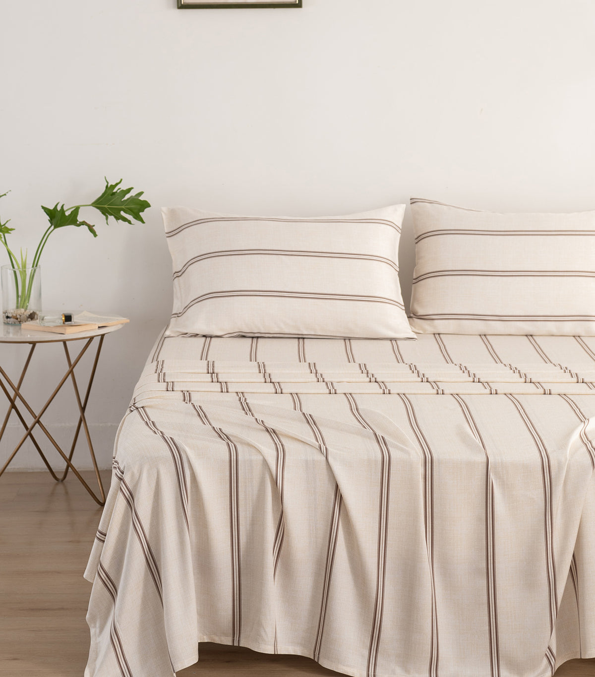 Bamboo Luxury Sheet Set (4 piece Set) Cadence Stripe Taupe Latte