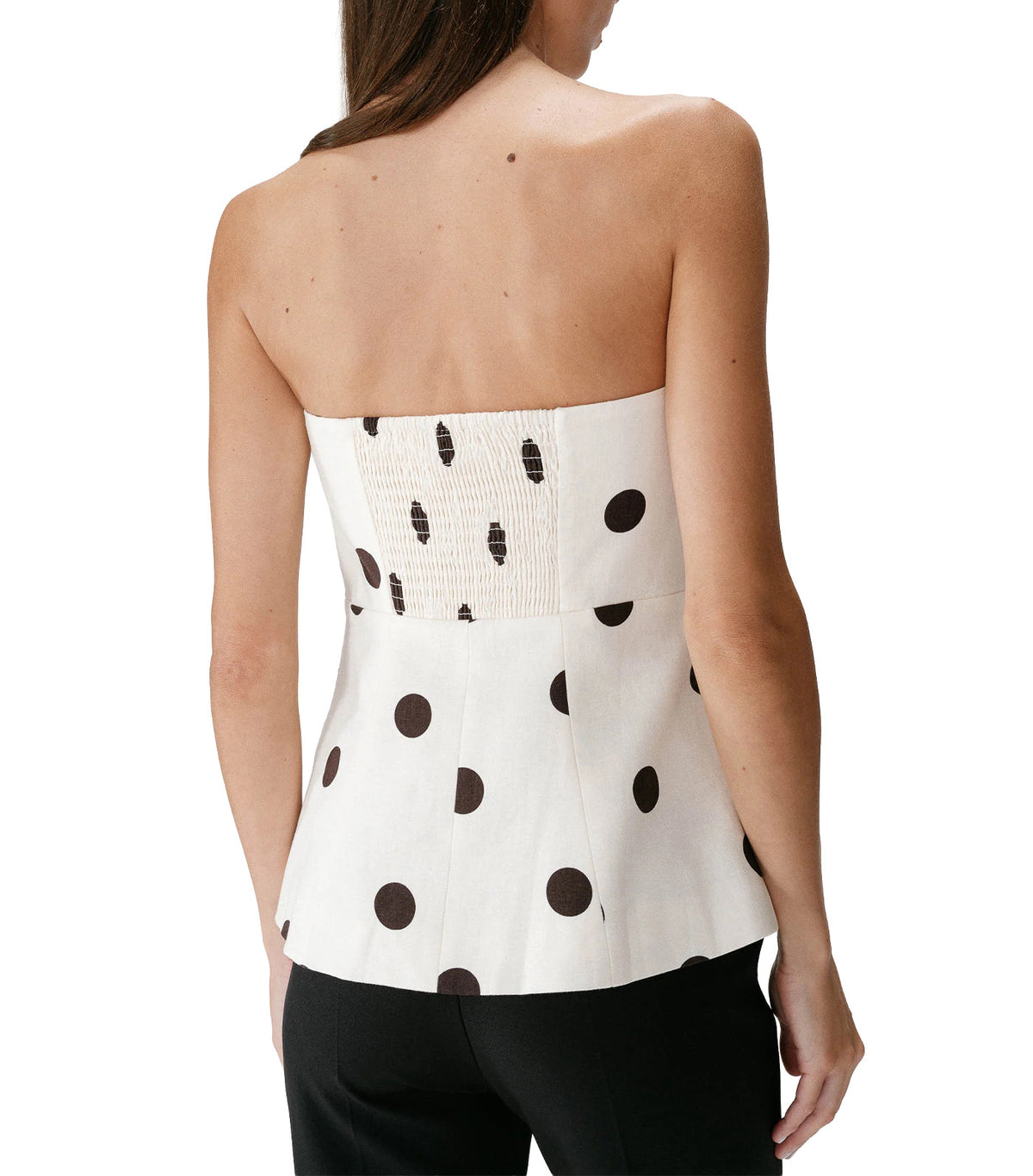 Wixie Polka-Dot Peplum Bustier Ecru
