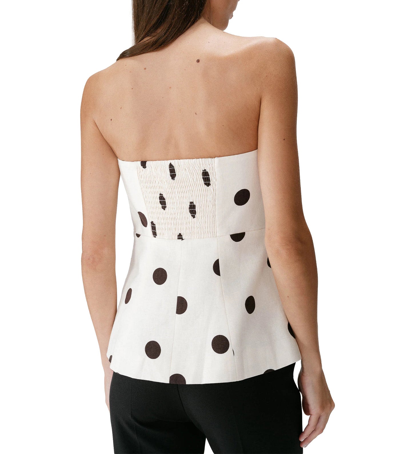 Wixie Polka-Dot Peplum Bustier Ecru