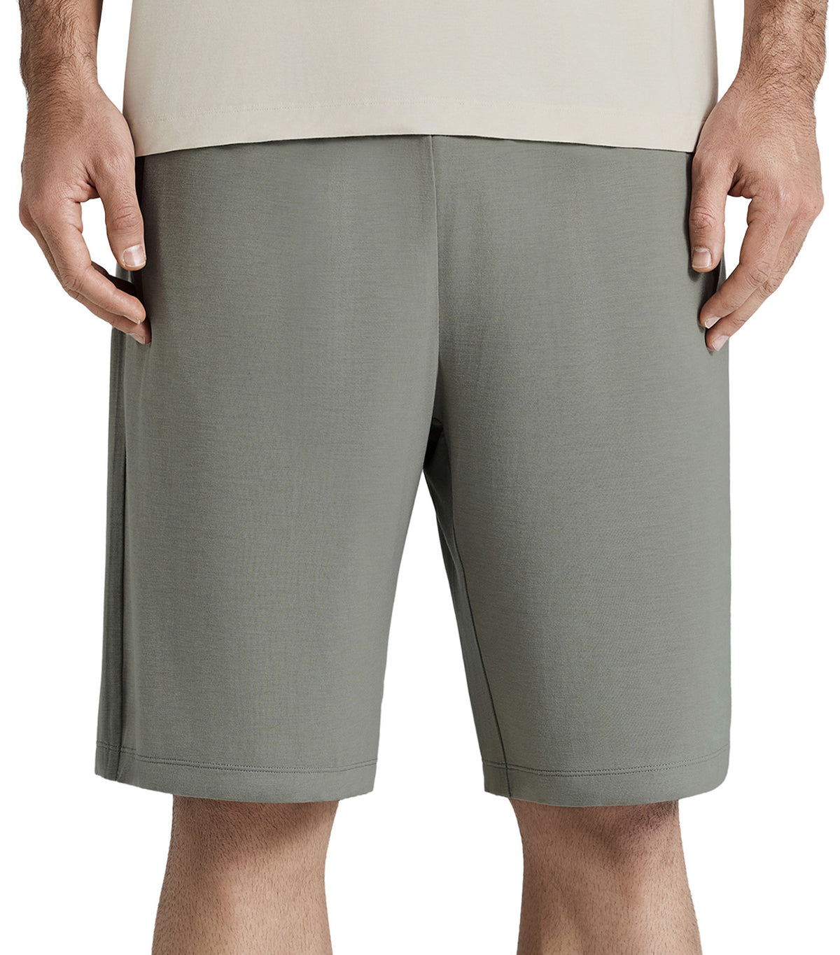 Men's Cooling Modal Lounge Short-Sleeve Top and Shorts Set Beige