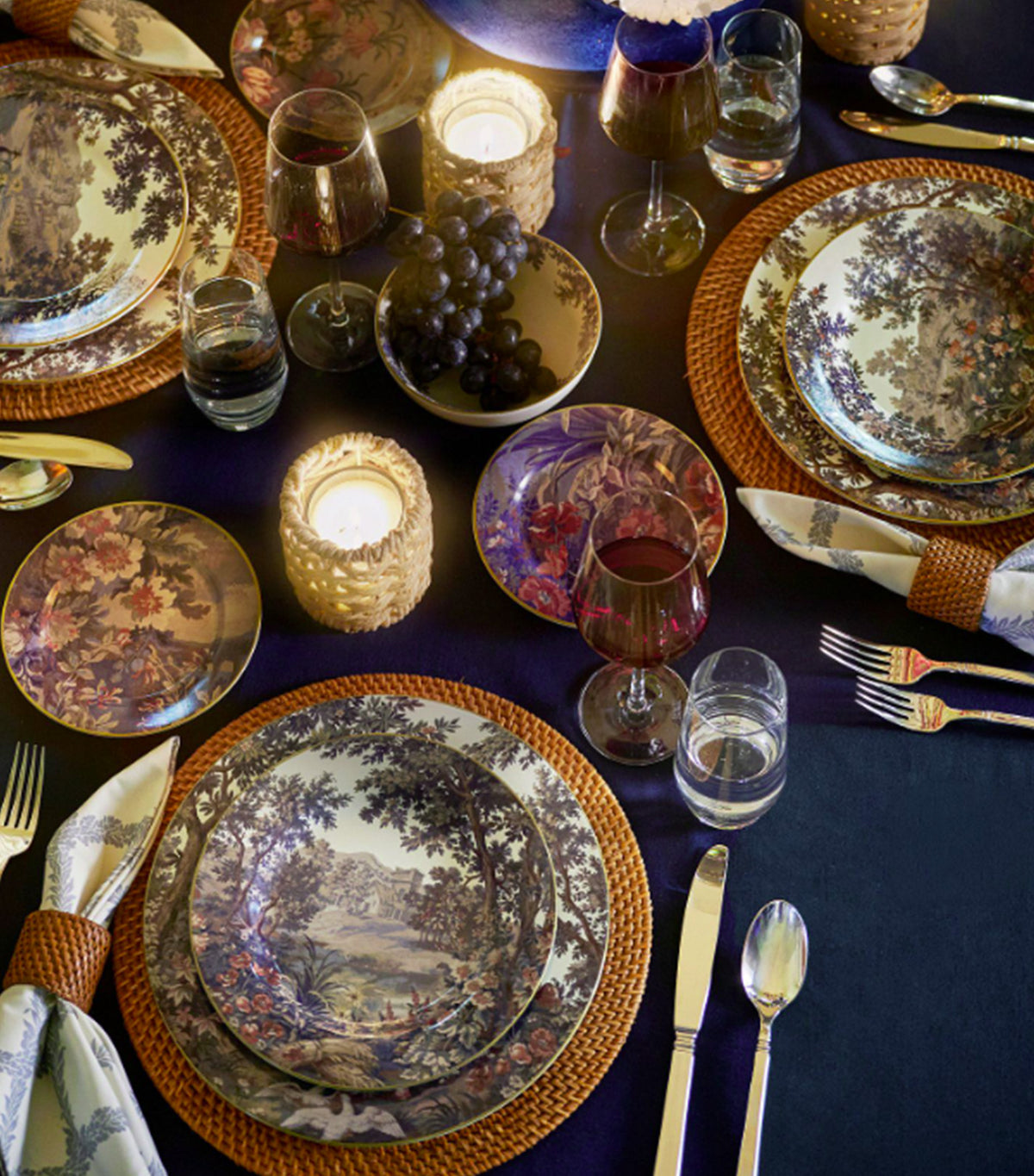 Kravet Folly Scenic Stoneware Dinner Plates Set of 4 Multi