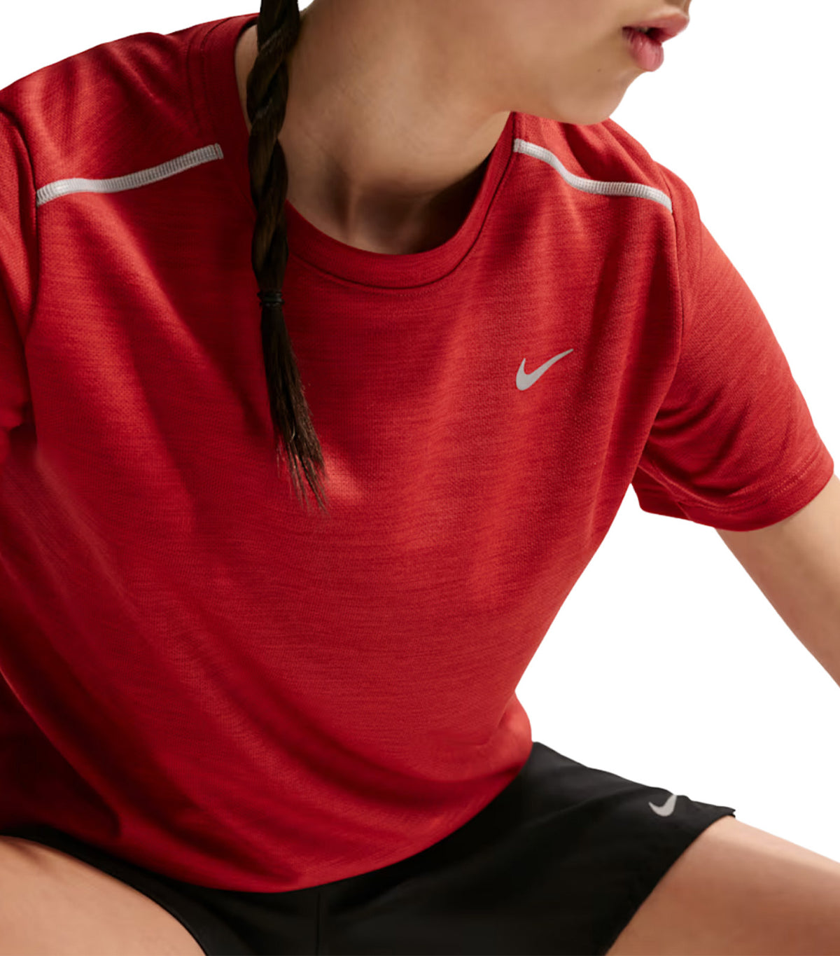 Miler Older Kids' Dri-FIT Short-Sleeve Top Tough Red/Sport Red/Heather