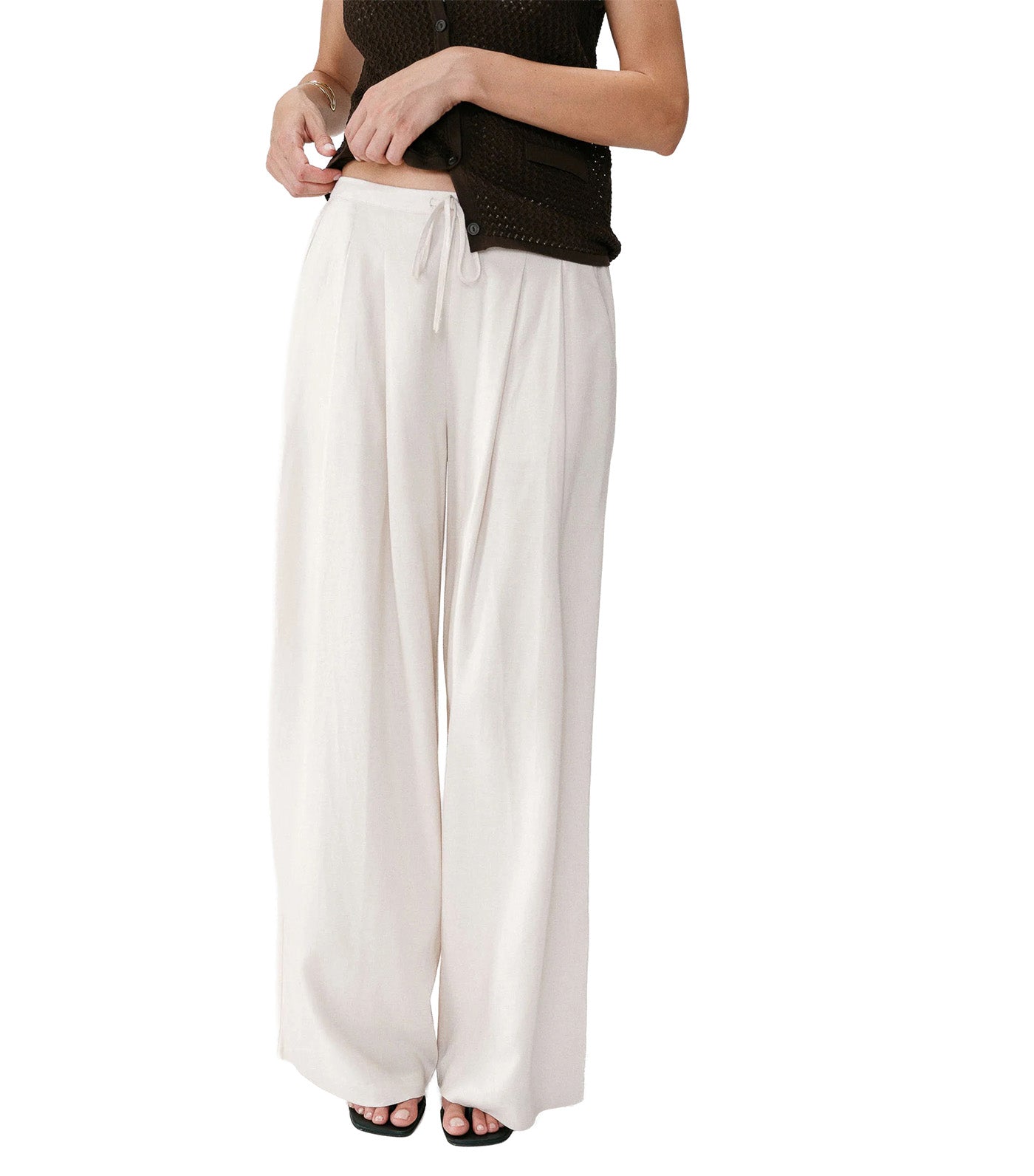 Wally Fluid Linen Tailored Trousers Sable