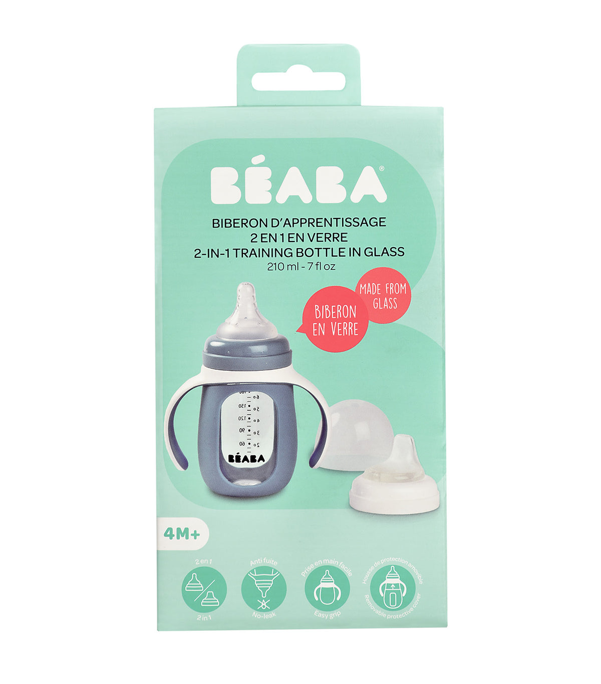 2-in-1 Training Glass Bottle Blue