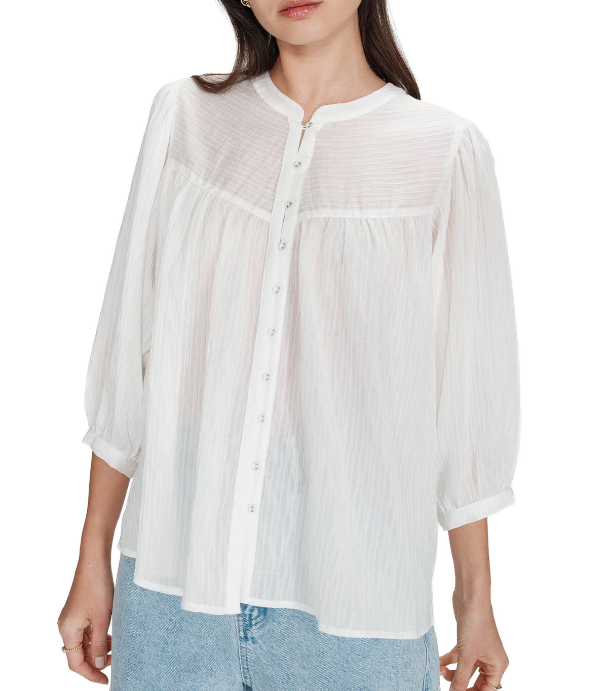 Vanille Loose Blouse with Balloon Sleeves Ivory