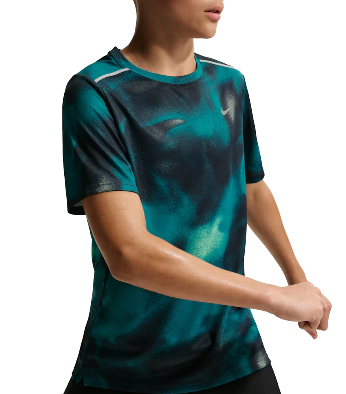 Miler Kids' Dri-FIT Short-Sleeve Running Top Blue Eclipse/Bright Spruce