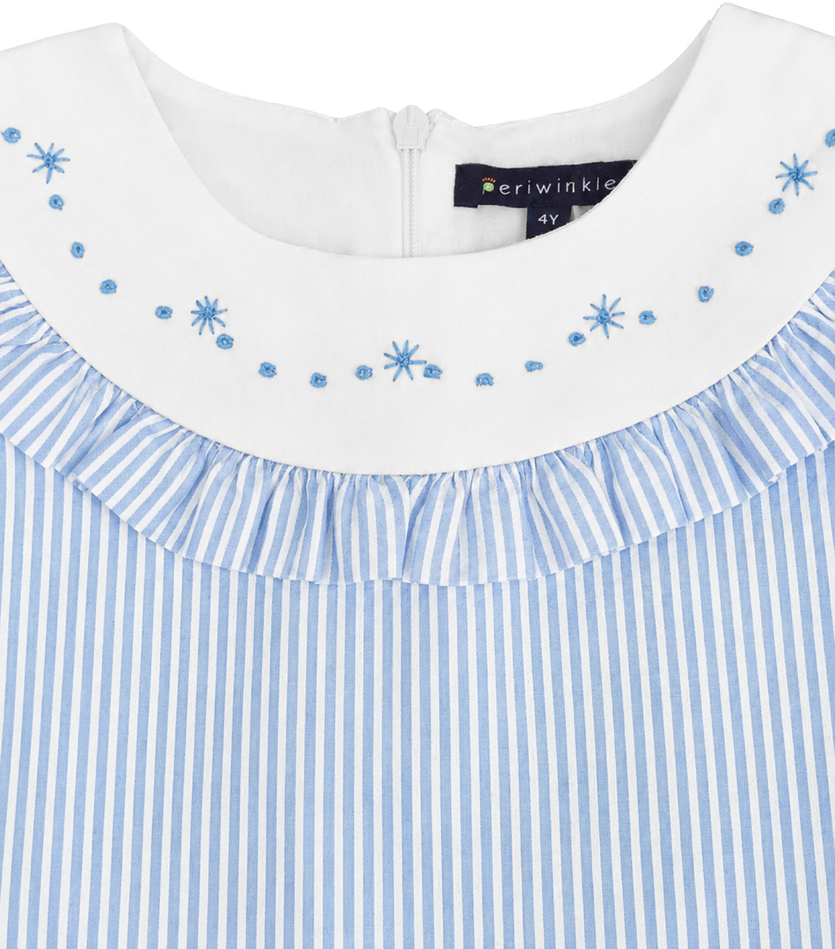 Odelie Girls Striped Tiered Dress Light Blue