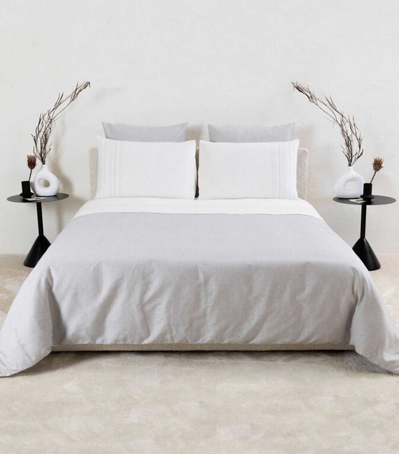 Graphite Pinstripe Sham Milk-Black