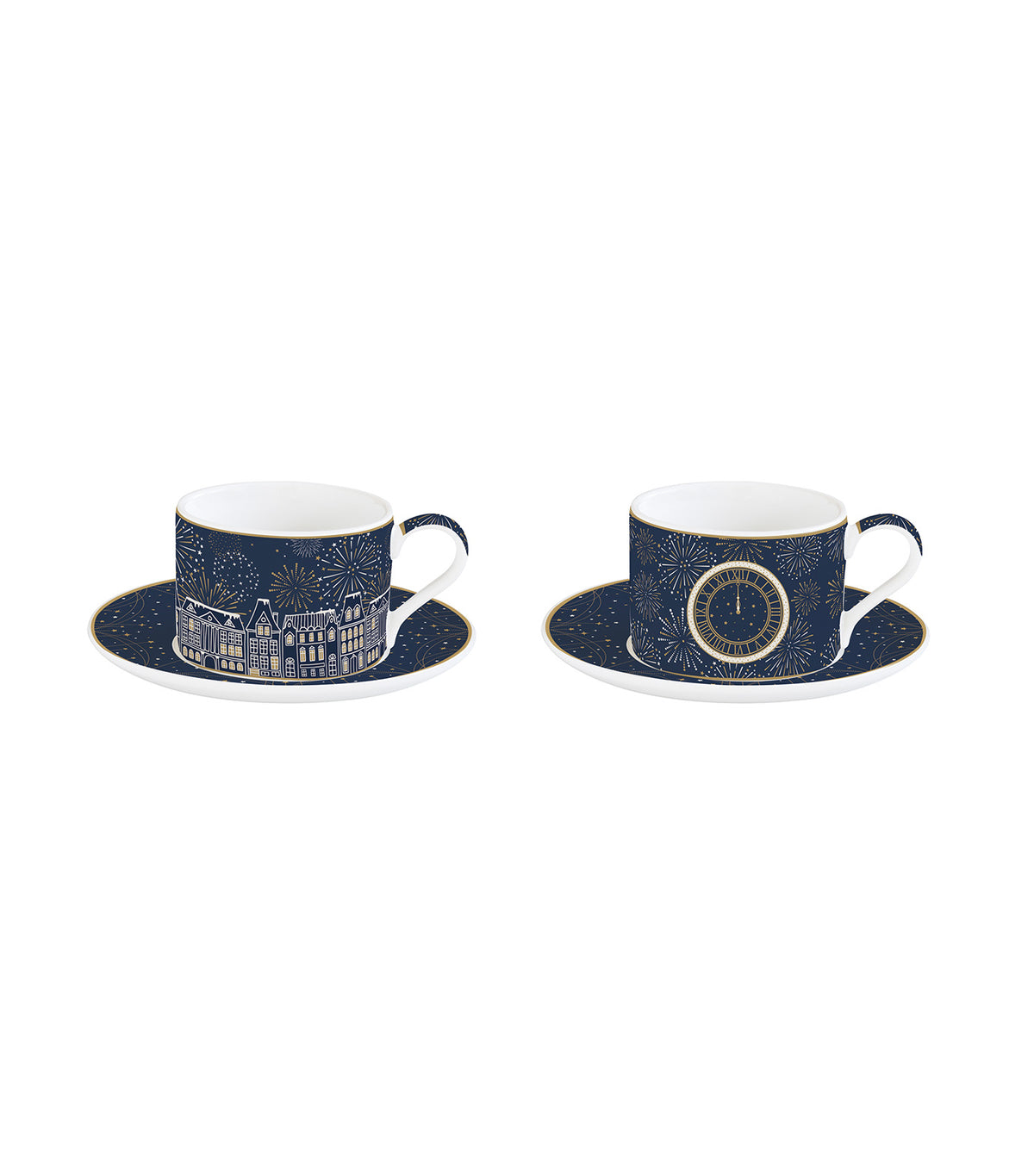 Midnight Set 2 Porcelain Cups and Saucers