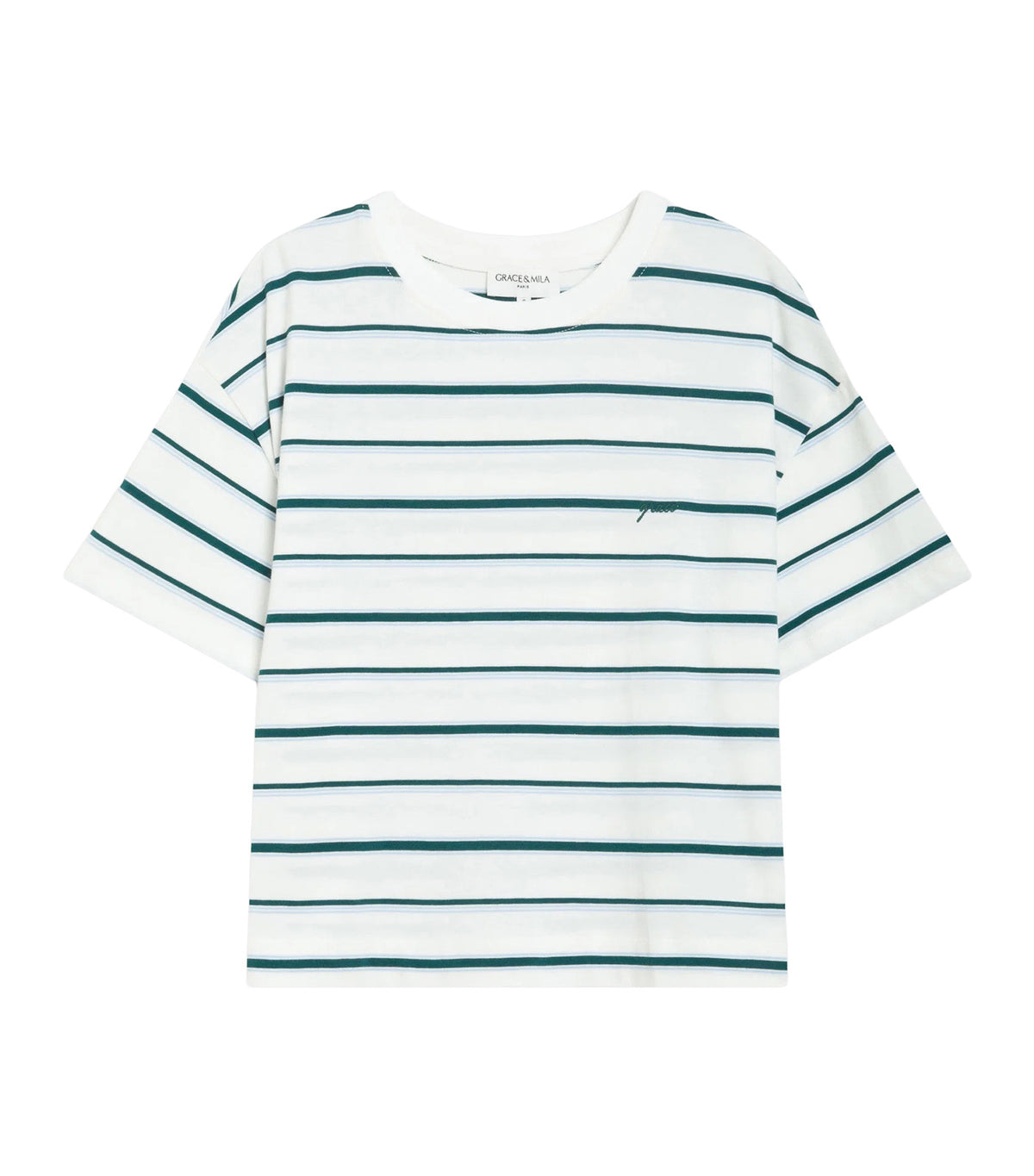 Welson Oversized Striped Cotton T-Shirt with Short Sleeves Ivory