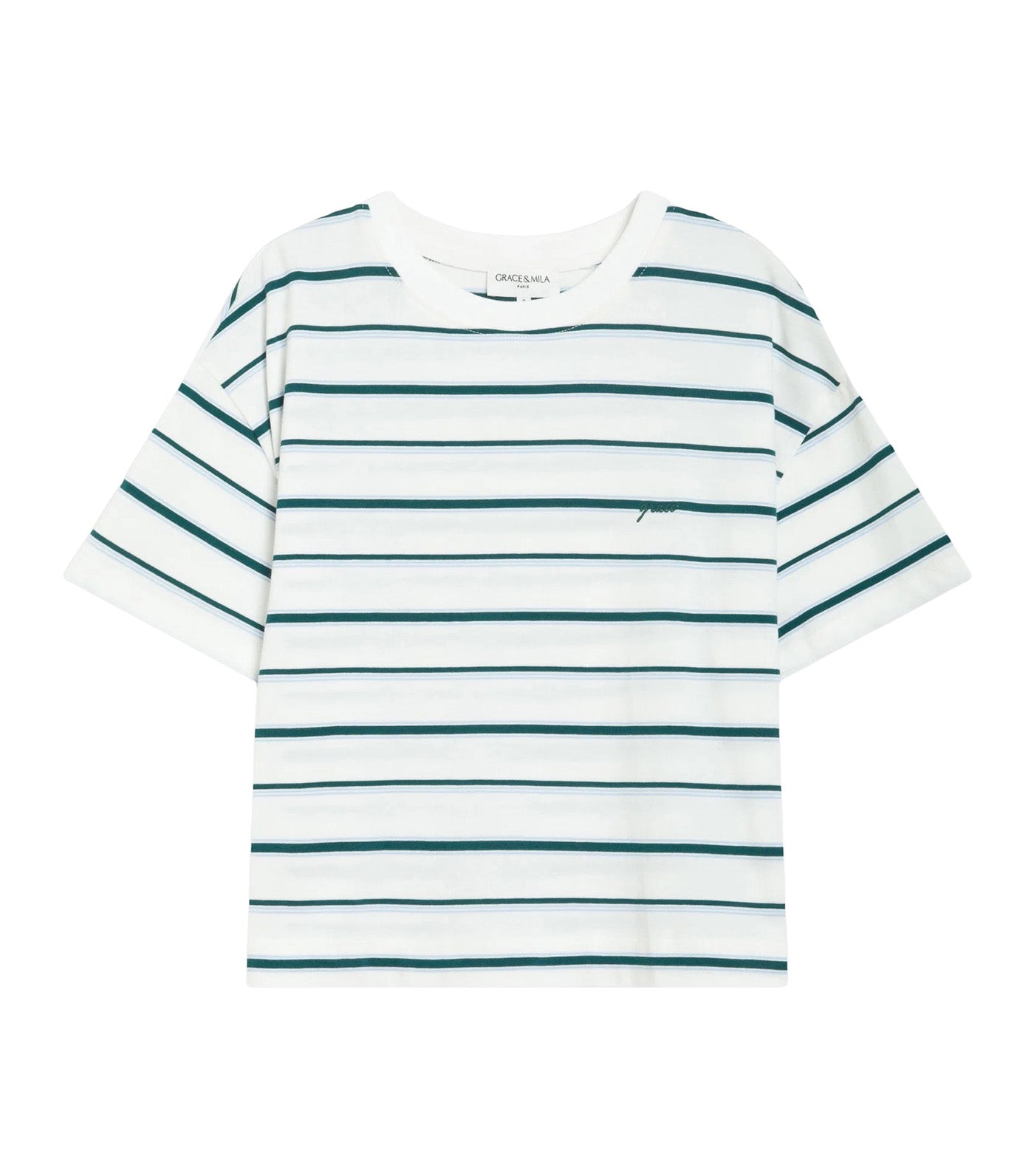 Welson Oversized Striped Cotton T-Shirt with Short Sleeves Ivory
