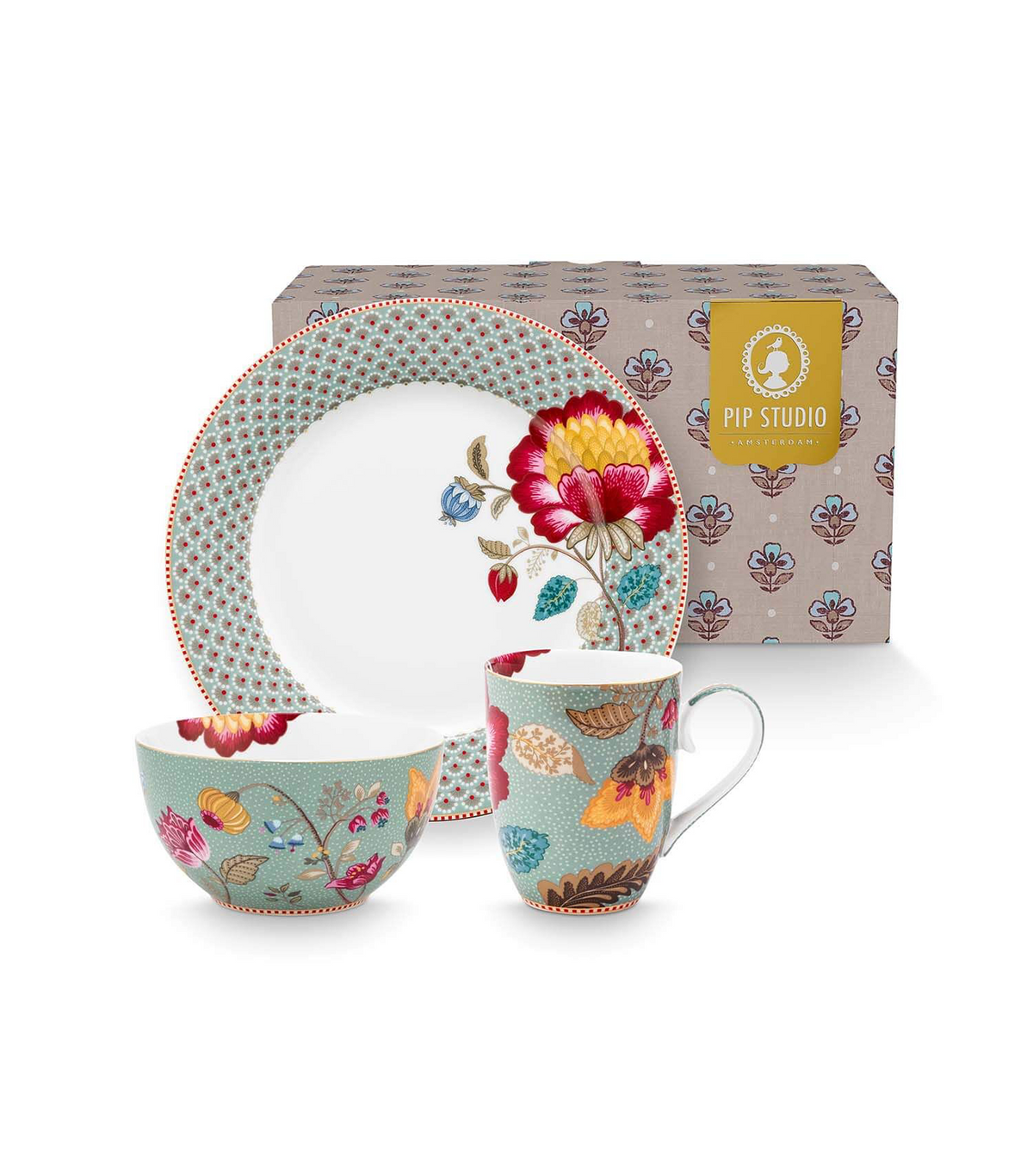 Blooming Tales 3-Piece Breakfast Set, Fantasy Blue