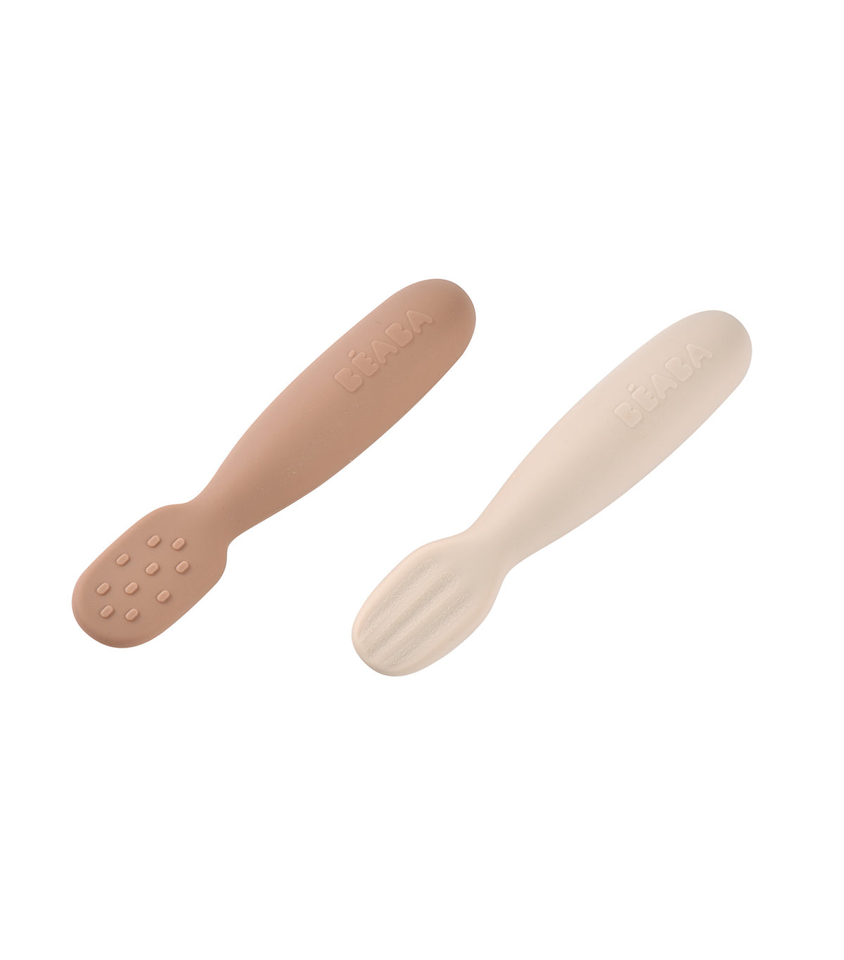 Set of 2 Silicone Pre-Spoons Praline/Clay