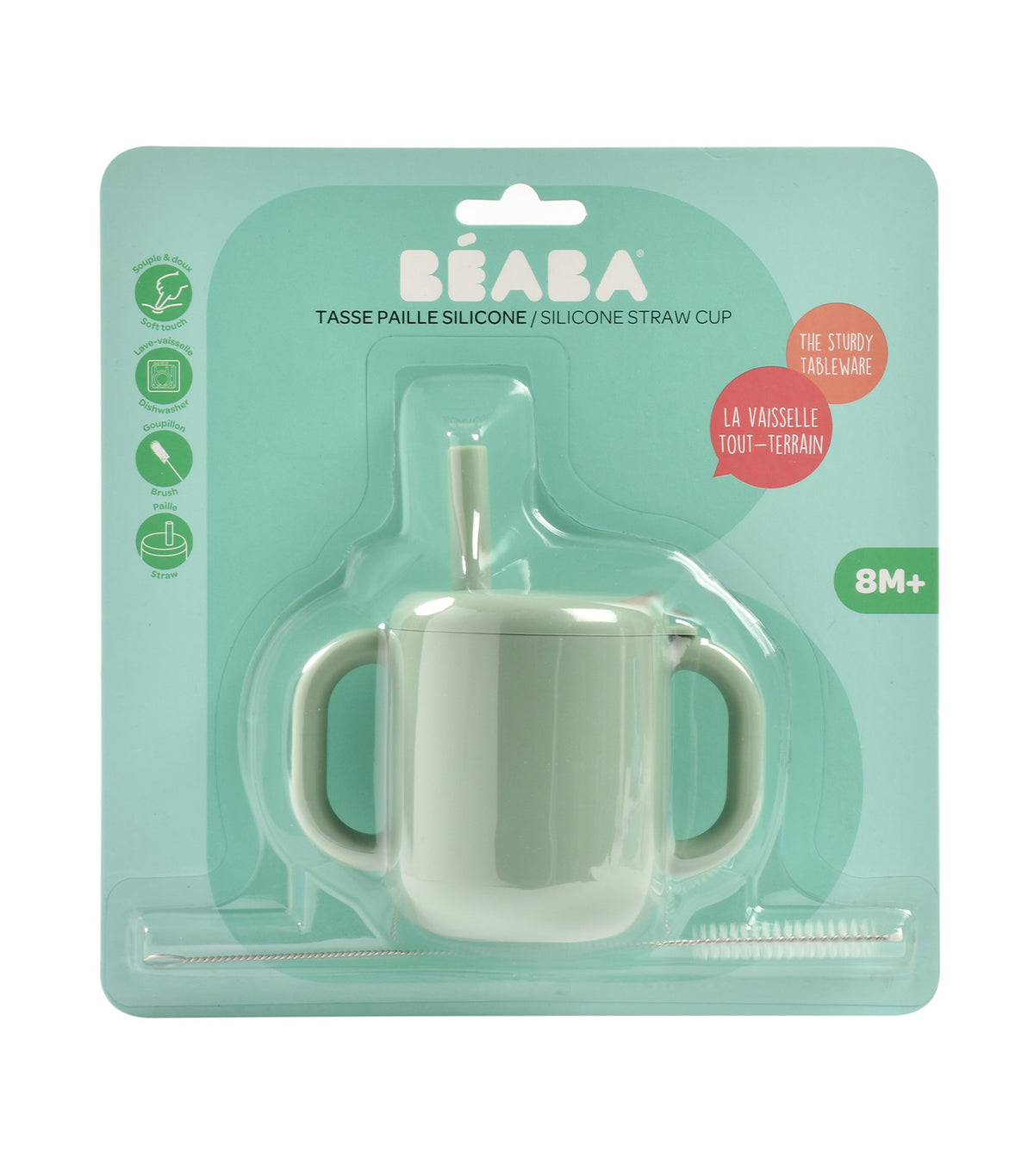 Silicone Straw Cup Sage Green